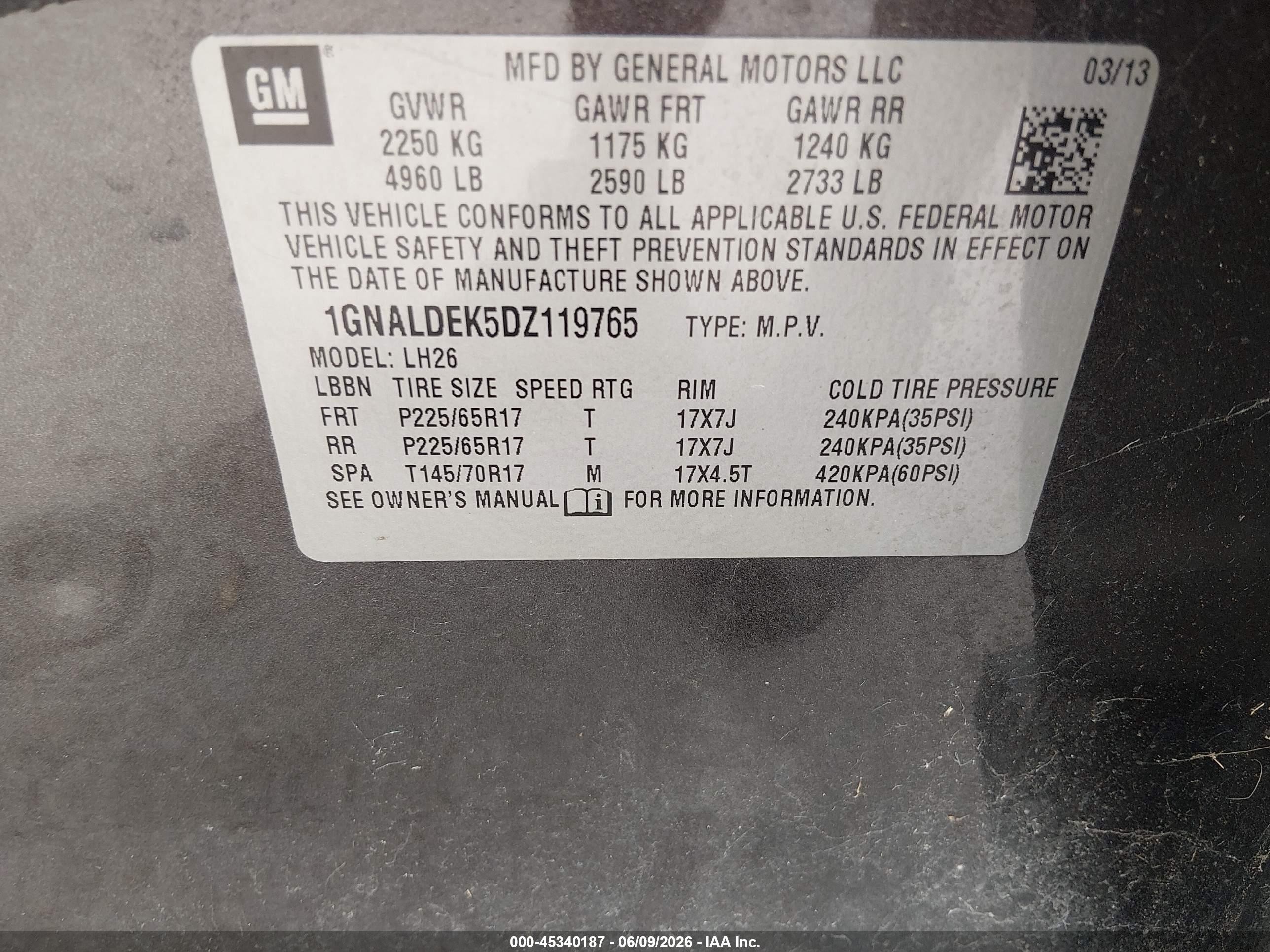 2013 Chevrolet Equinox 1lt Gray vin: 1GNALDEK5DZ119765