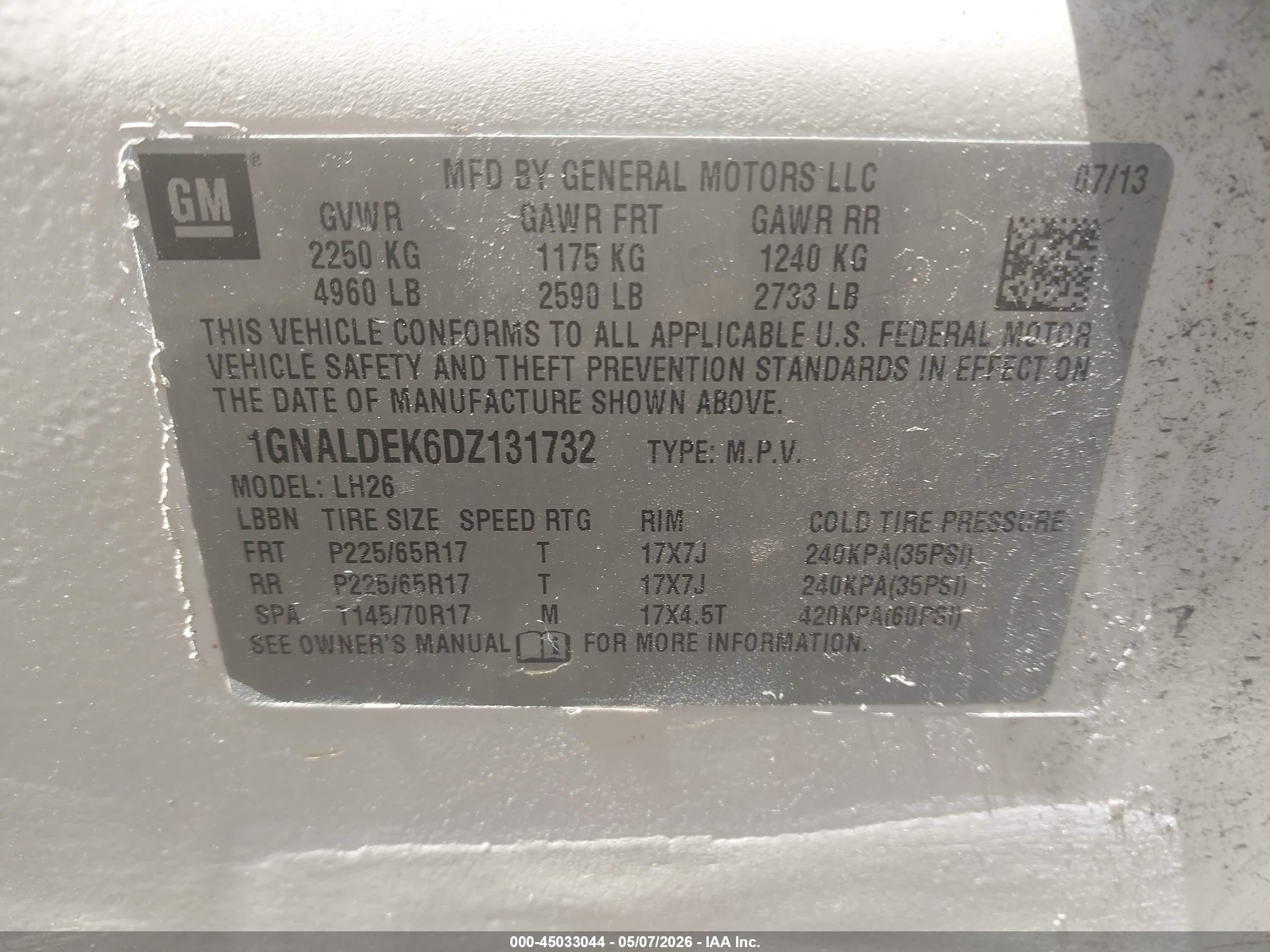 2013 Chevrolet Equinox 1lt White vin: 1GNALDEK6DZ131732