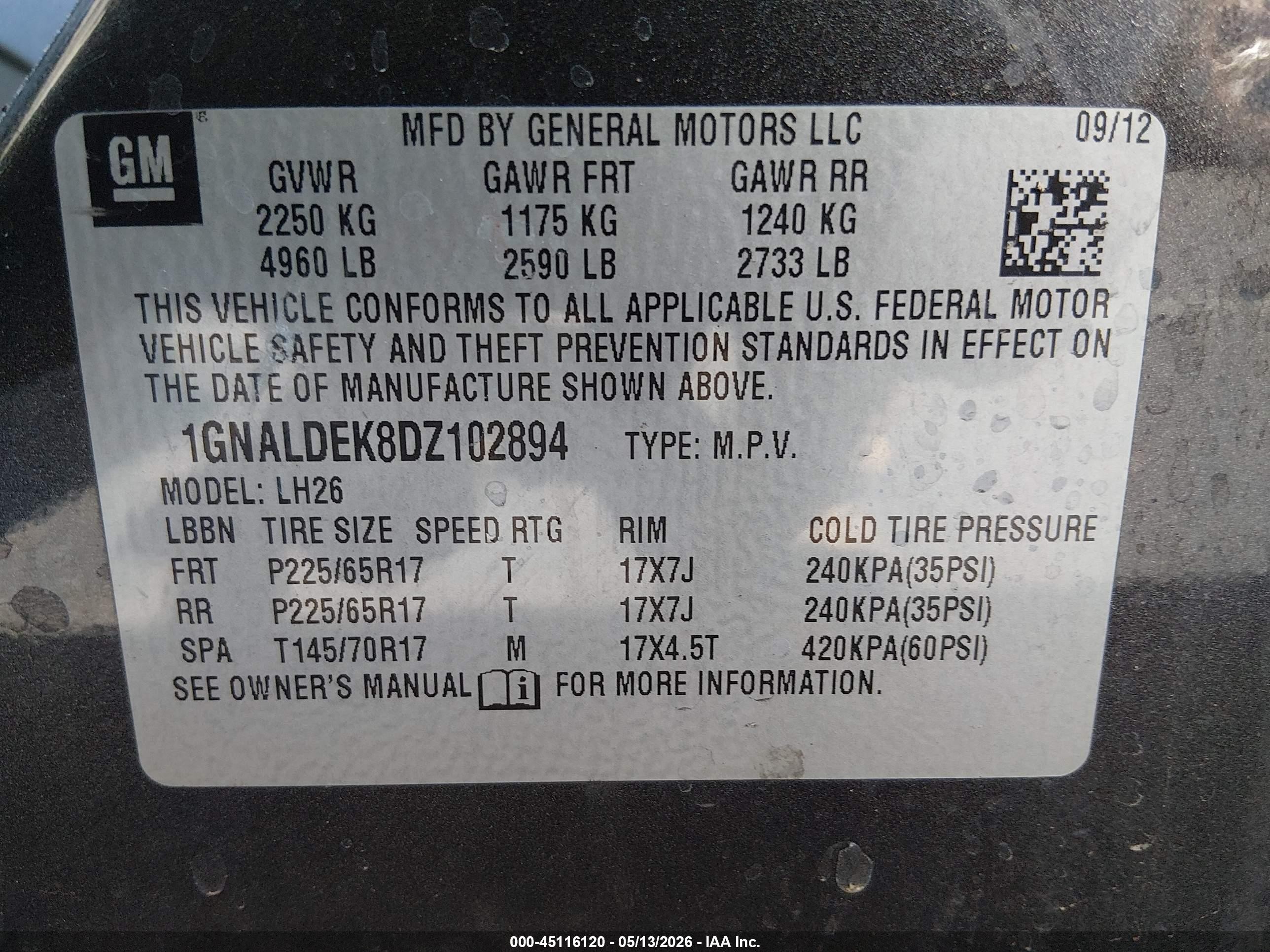 2013 Chevrolet Equinox 1lt Gray vin: 1GNALDEK8DZ102894