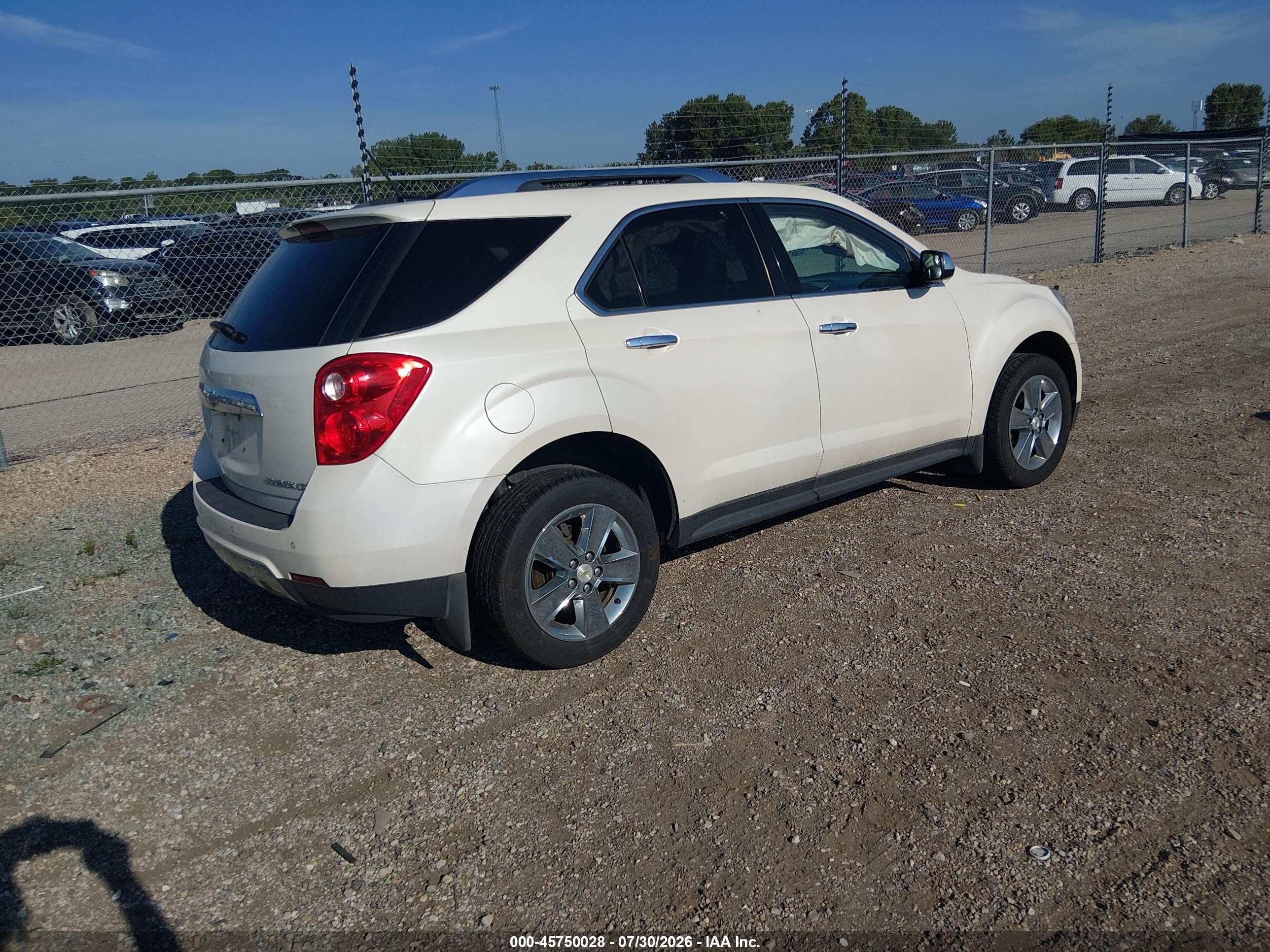 2013 Chevrolet Equinox Ltz White vin: 1GNALFEK5DZ133287