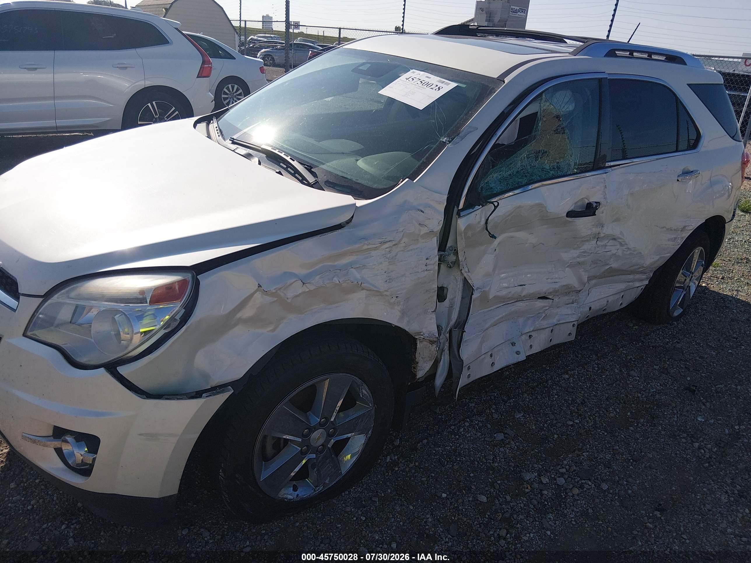 2013 Chevrolet Equinox Ltz White vin: 1GNALFEK5DZ133287
