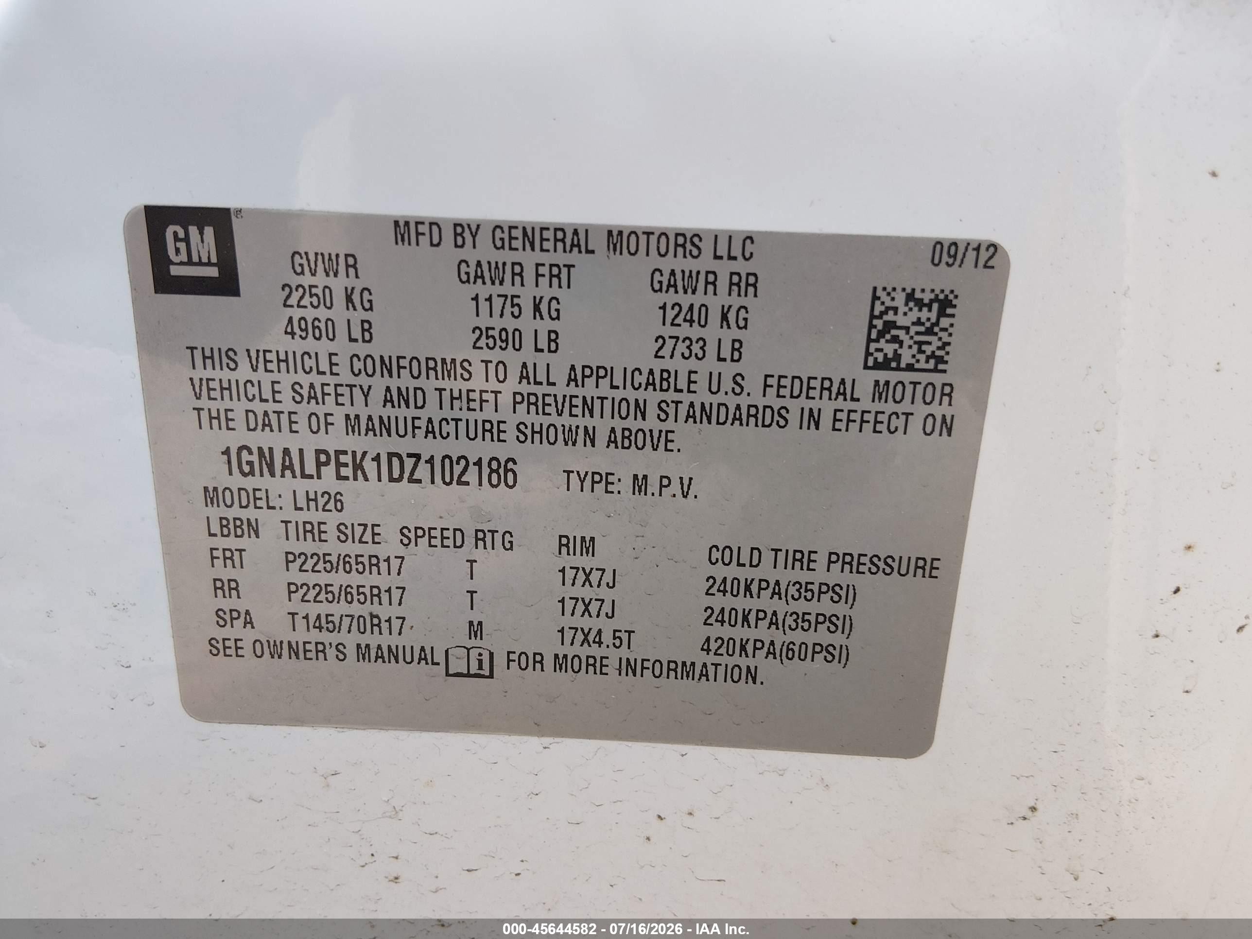 2013 Chevrolet Equinox Lt Белый vin: 1GNALPEK1DZ102186