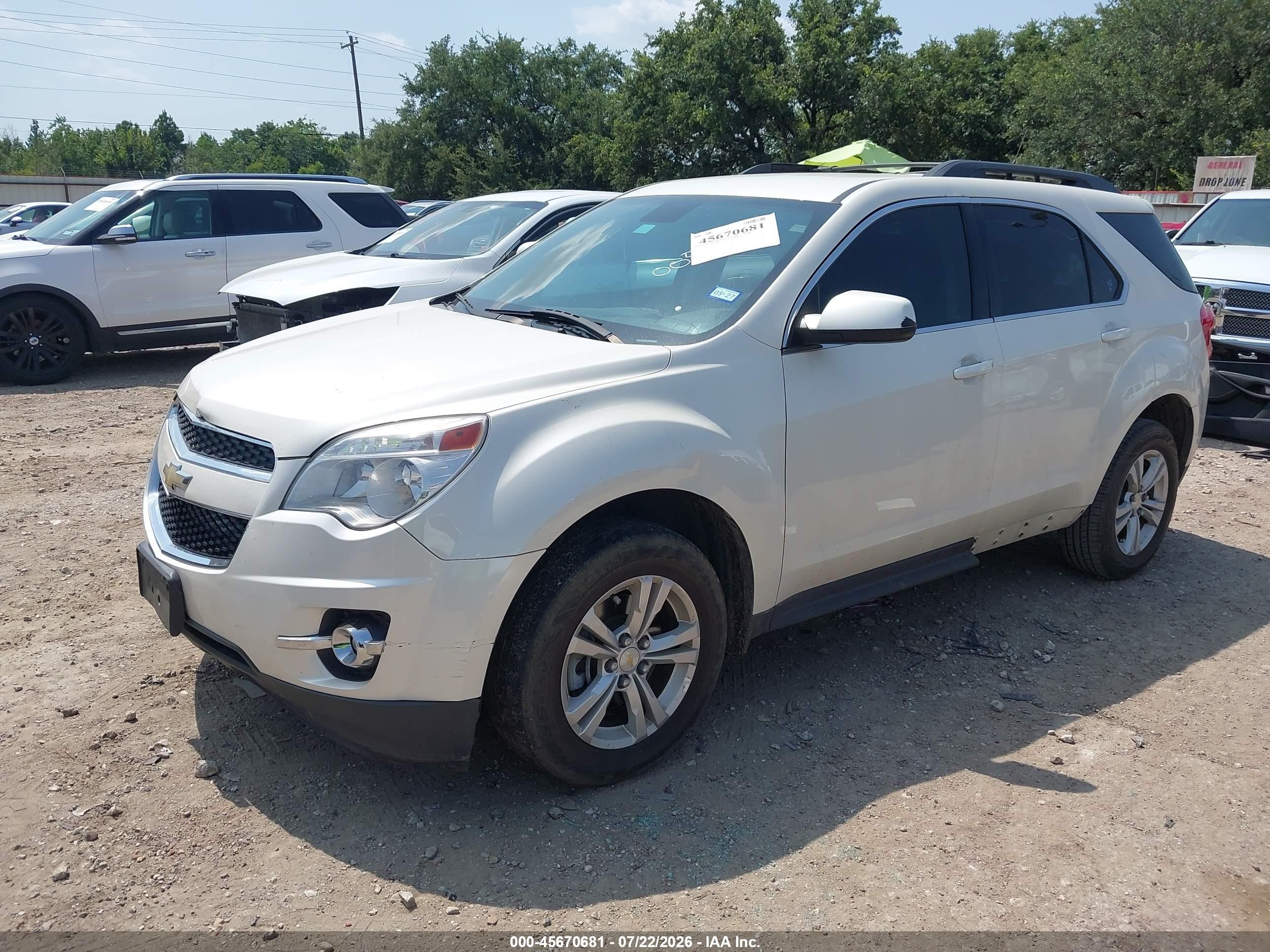 2013 Chevrolet Equinox Lt White vin: 1GNALPEK5DZ120058
