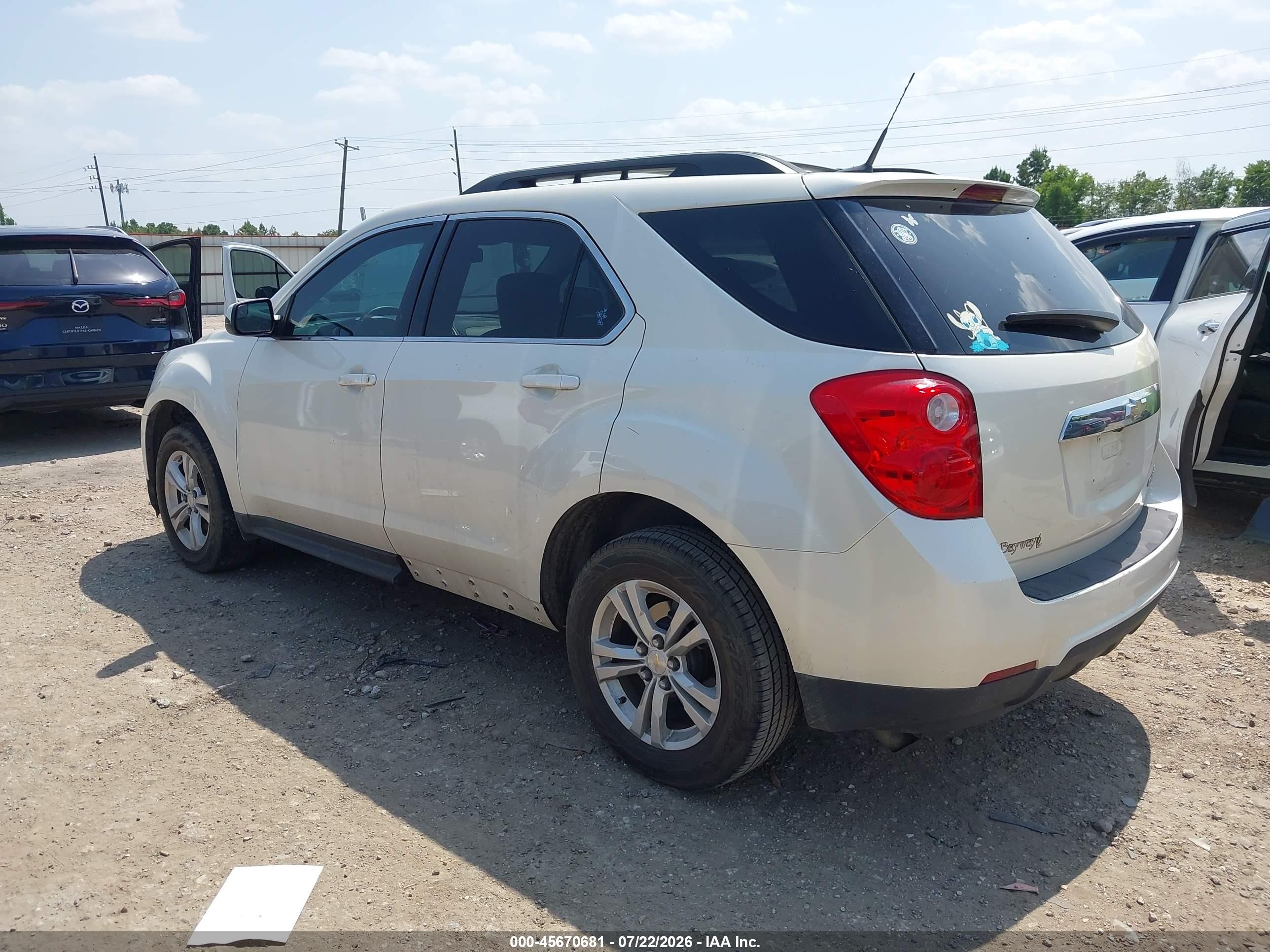 2013 Chevrolet Equinox Lt White vin: 1GNALPEK5DZ120058