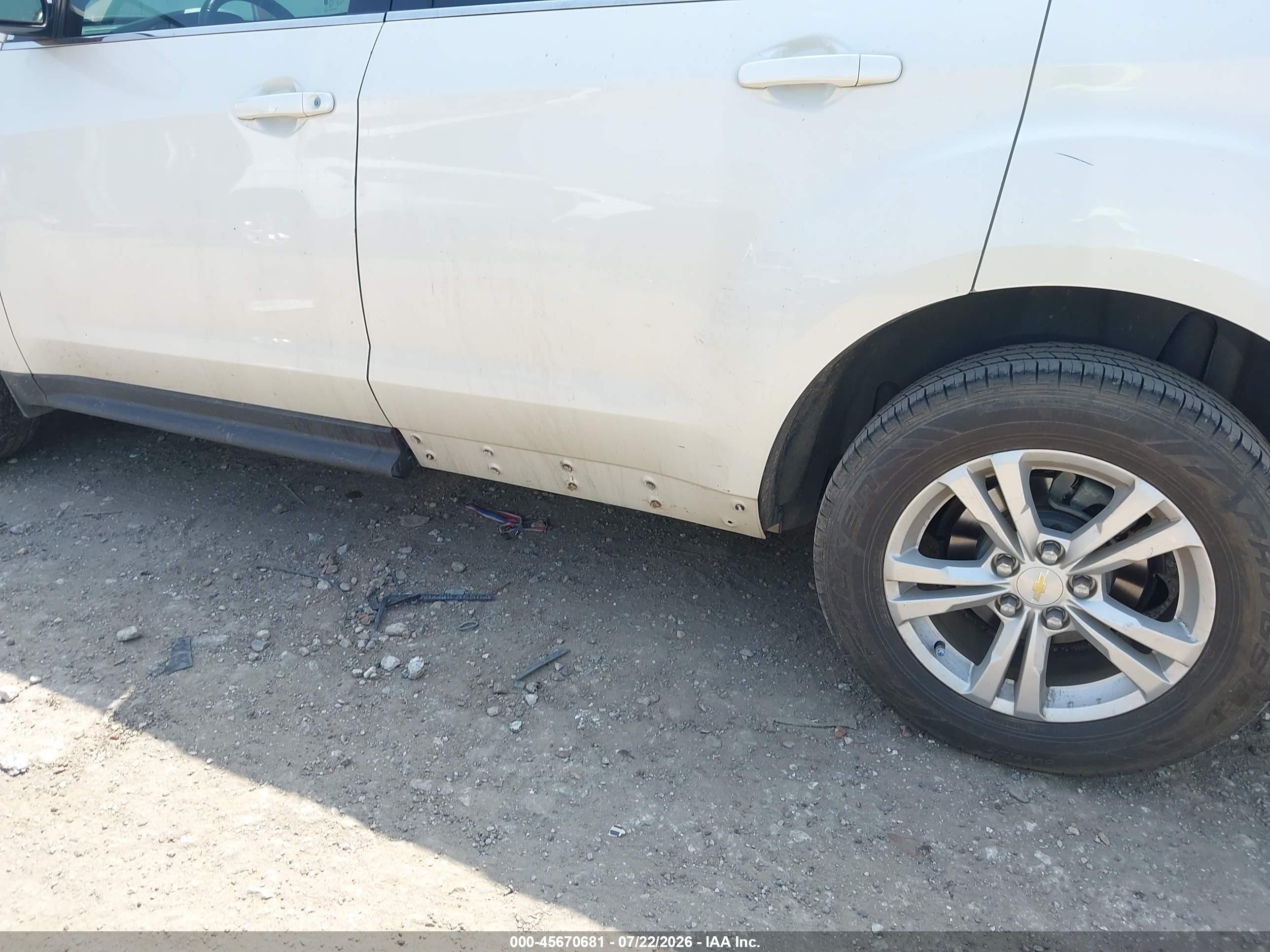 2013 Chevrolet Equinox Lt White vin: 1GNALPEK5DZ120058