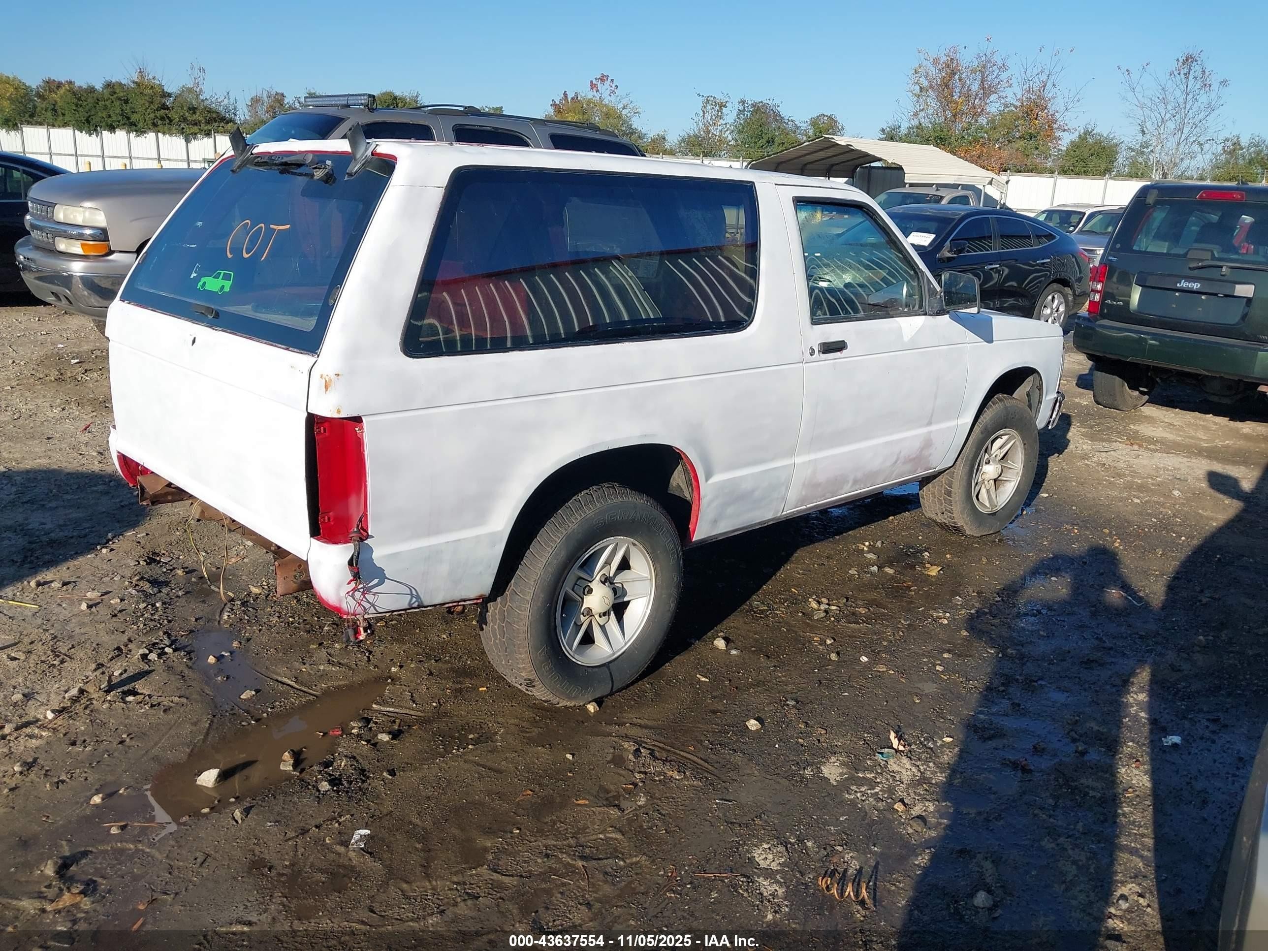 1992 Chevrolet Blazer S10 White vin: 1GNCS18Z1N0132425