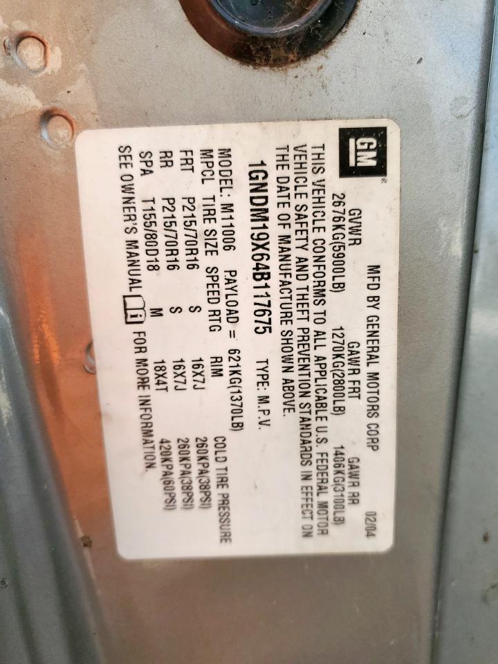 2004 Chevrolet Astro Tan vin: 1GNDM19X64B117675