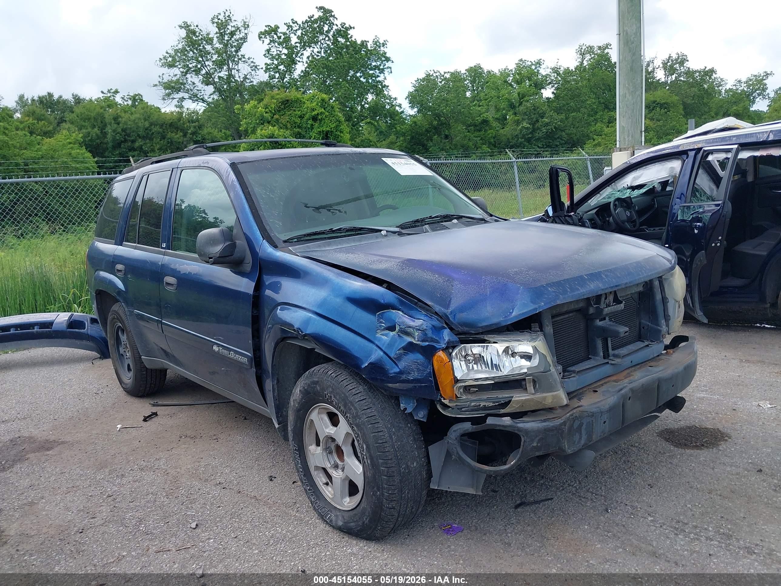 2002 Chevrolet Trailblazer Ls Blue vin: 1GNDS13S222523680
