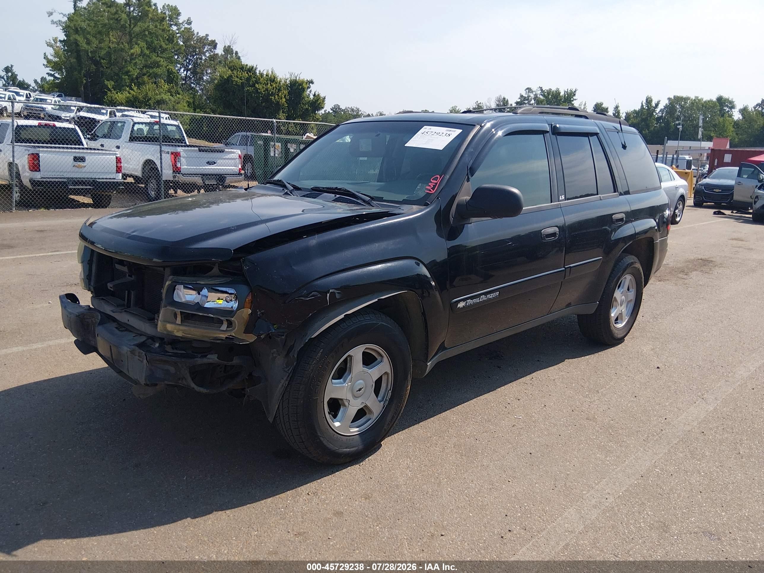 2002 Chevrolet Trailblazer Ls Black vin: 1GNDS13S422364080