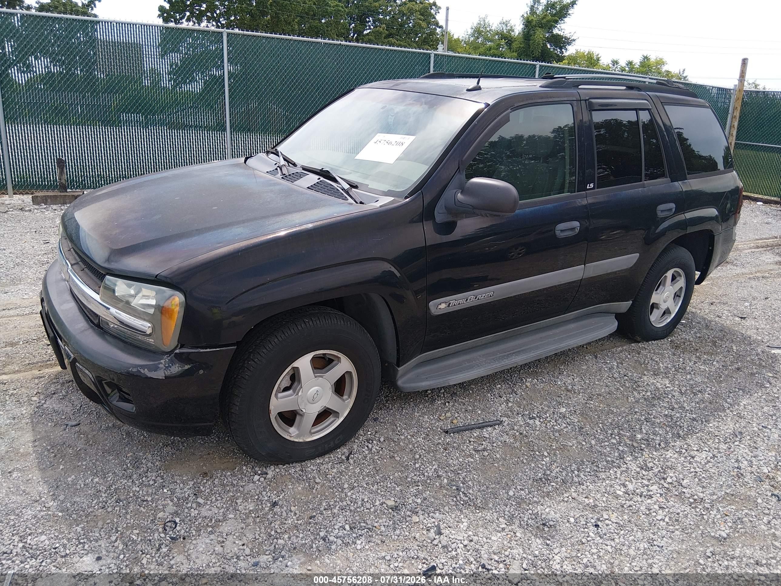 2004 Chevrolet Trailblazer Ls Black vin: 1GNDS13S442103325