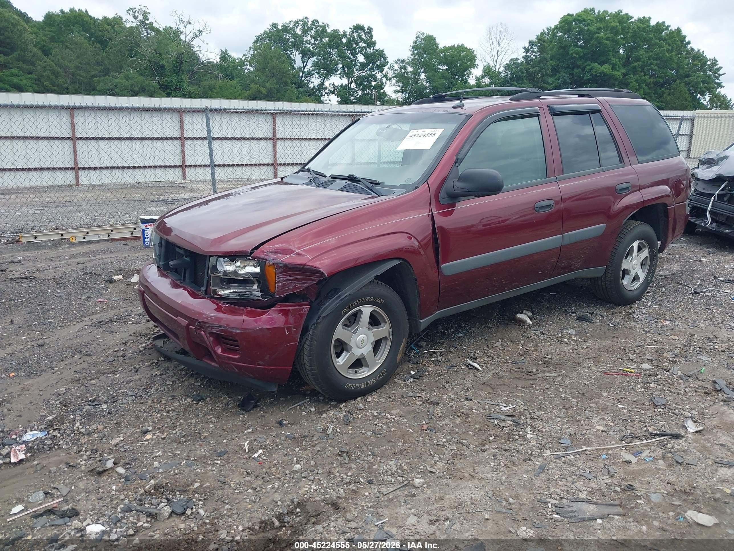 2005 Chevrolet Trailblazer Ls Burgundy vin: 1GNDS13S452162425