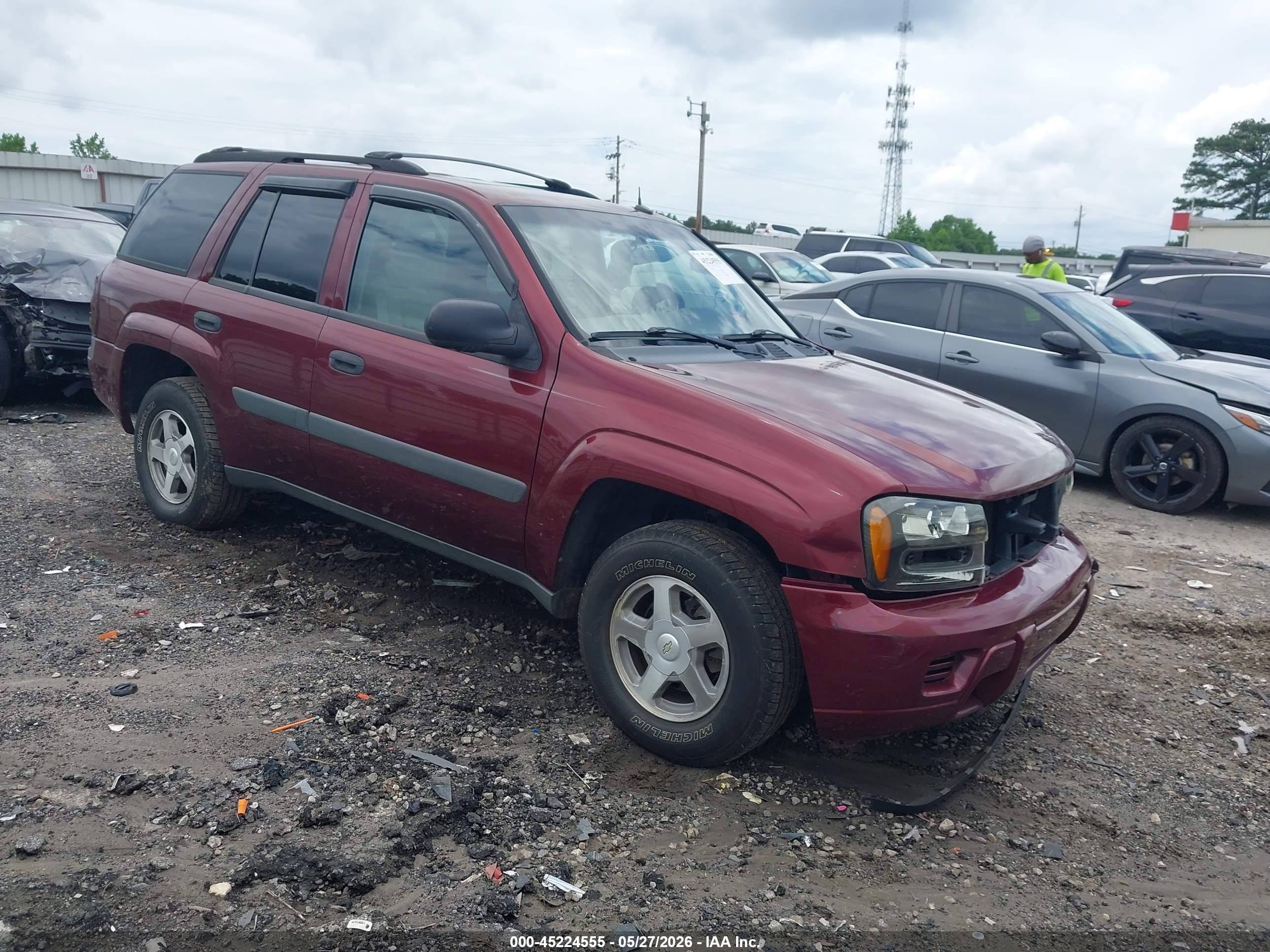 2005 Chevrolet Trailblazer Ls Burgundy vin: 1GNDS13S452162425