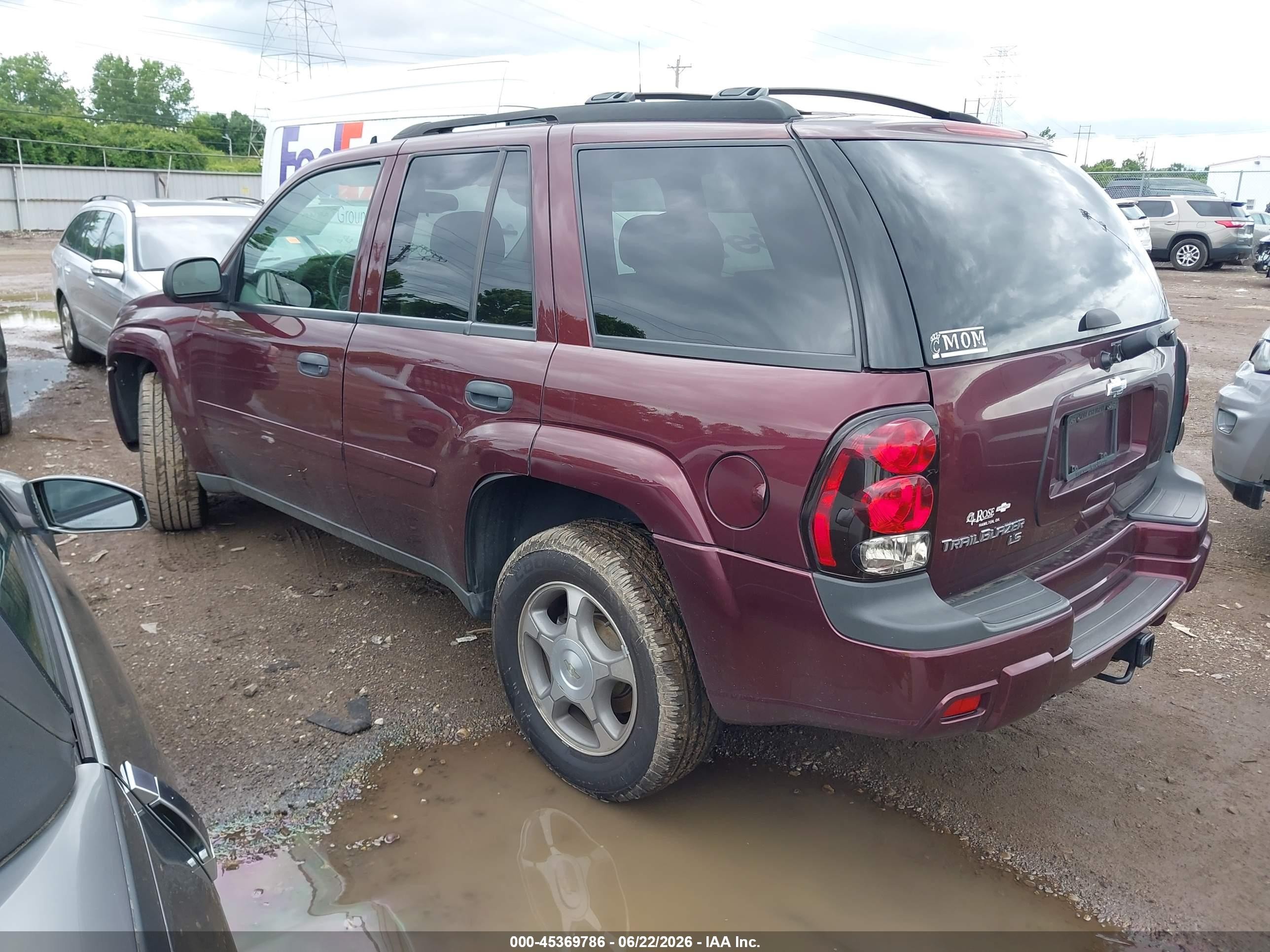 2007 Chevrolet Trailblazer Ls Maroon vin: 1GNDS13S772306293