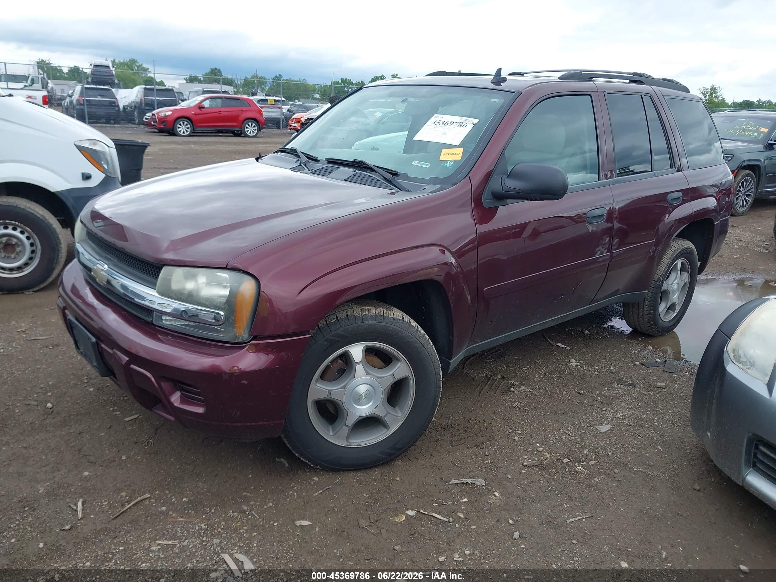 2007 Chevrolet Trailblazer Ls Maroon vin: 1GNDS13S772306293