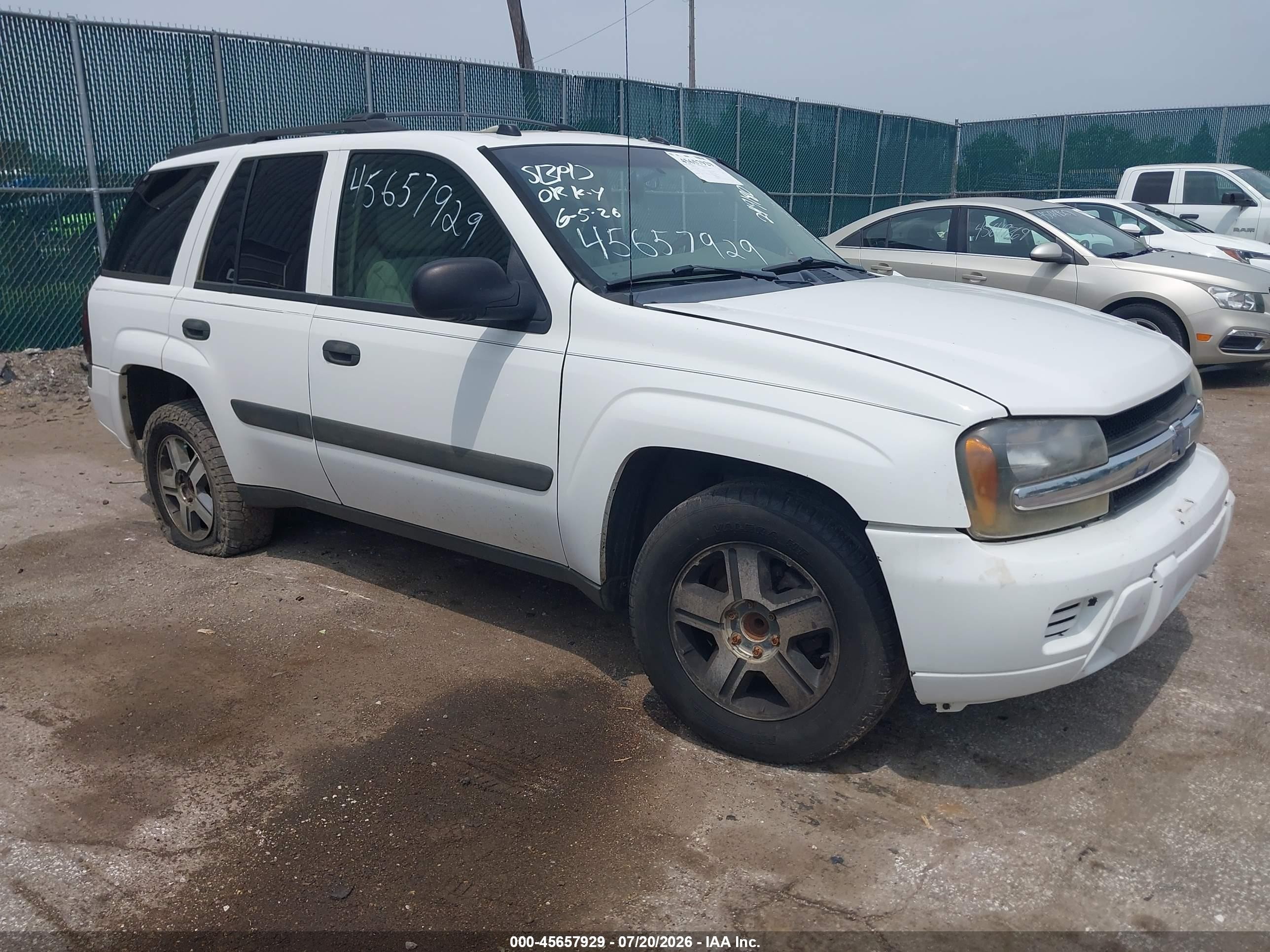 2005 Chevrolet Trailblazer Ls White vin: 1GNDS13S852249180