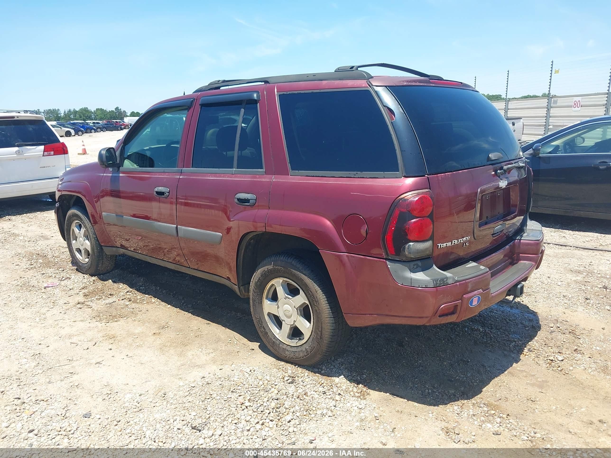 2005 Chevrolet Trailblazer Ls Burgundy vin: 1GNDS13SX52258799