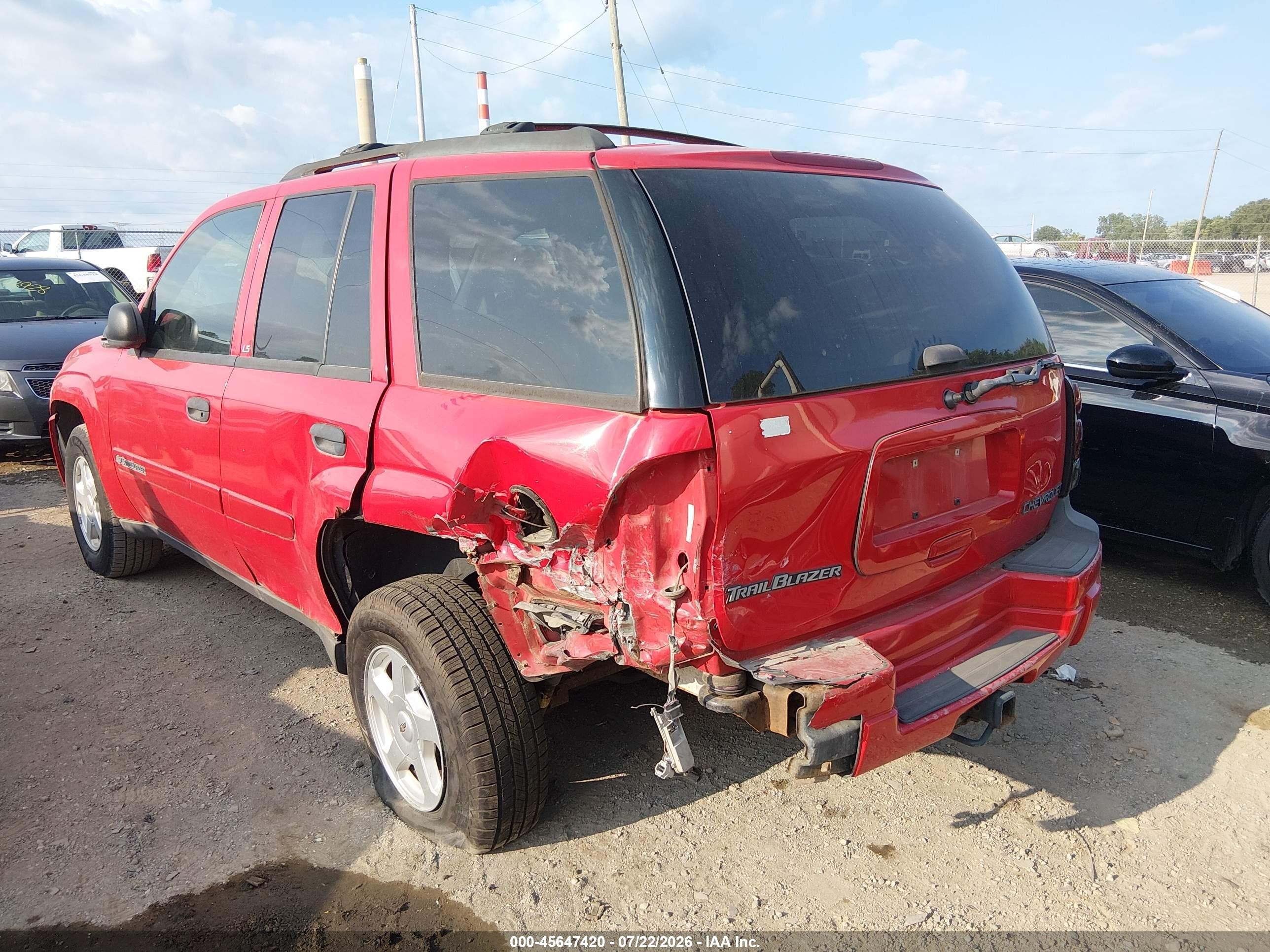 2002 Chevrolet Trailblazer Ls Red vin: 1GNDT13S122403768