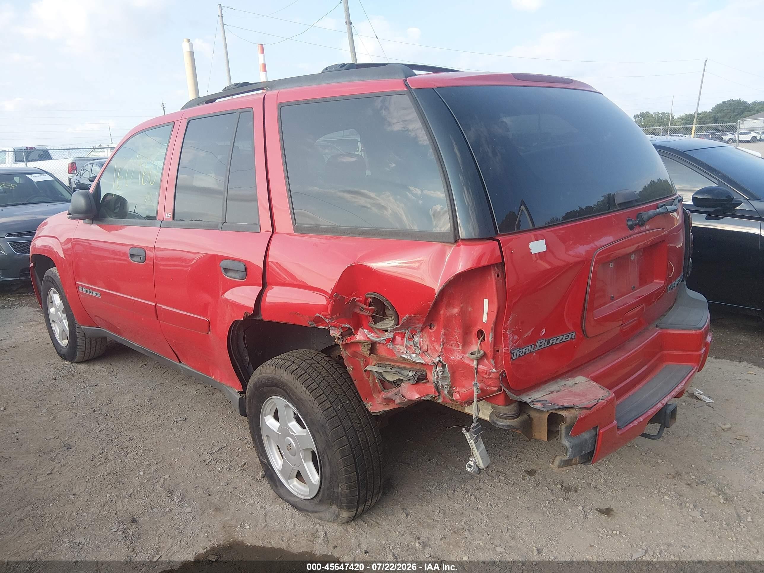 2002 Chevrolet Trailblazer Ls Red vin: 1GNDT13S122403768