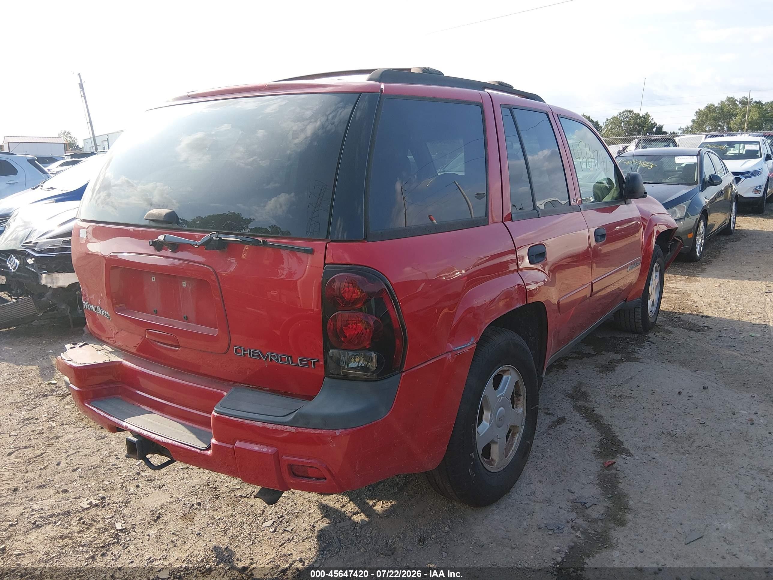 2002 Chevrolet Trailblazer Ls Red vin: 1GNDT13S122403768