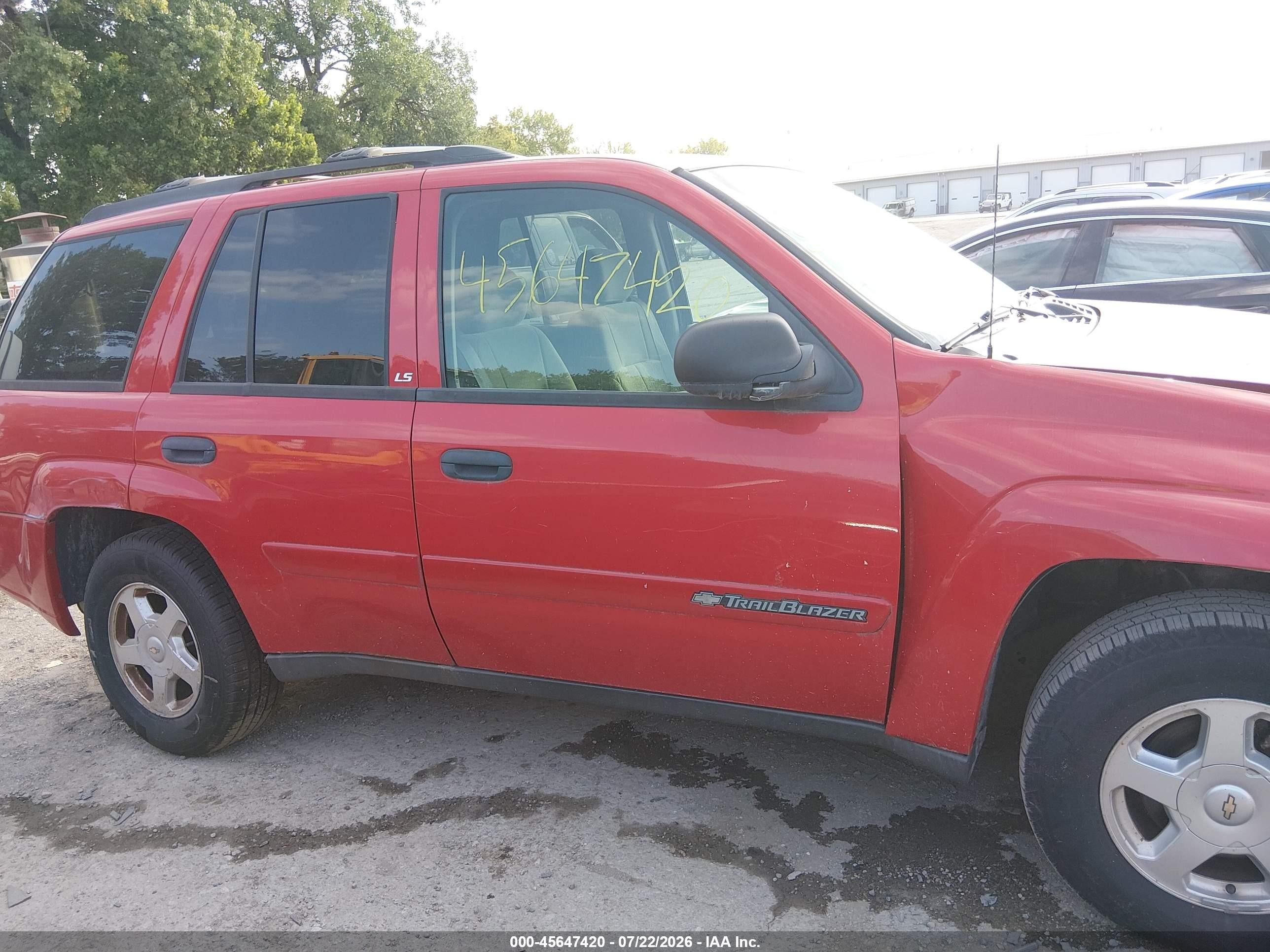 2002 Chevrolet Trailblazer Ls Red vin: 1GNDT13S122403768