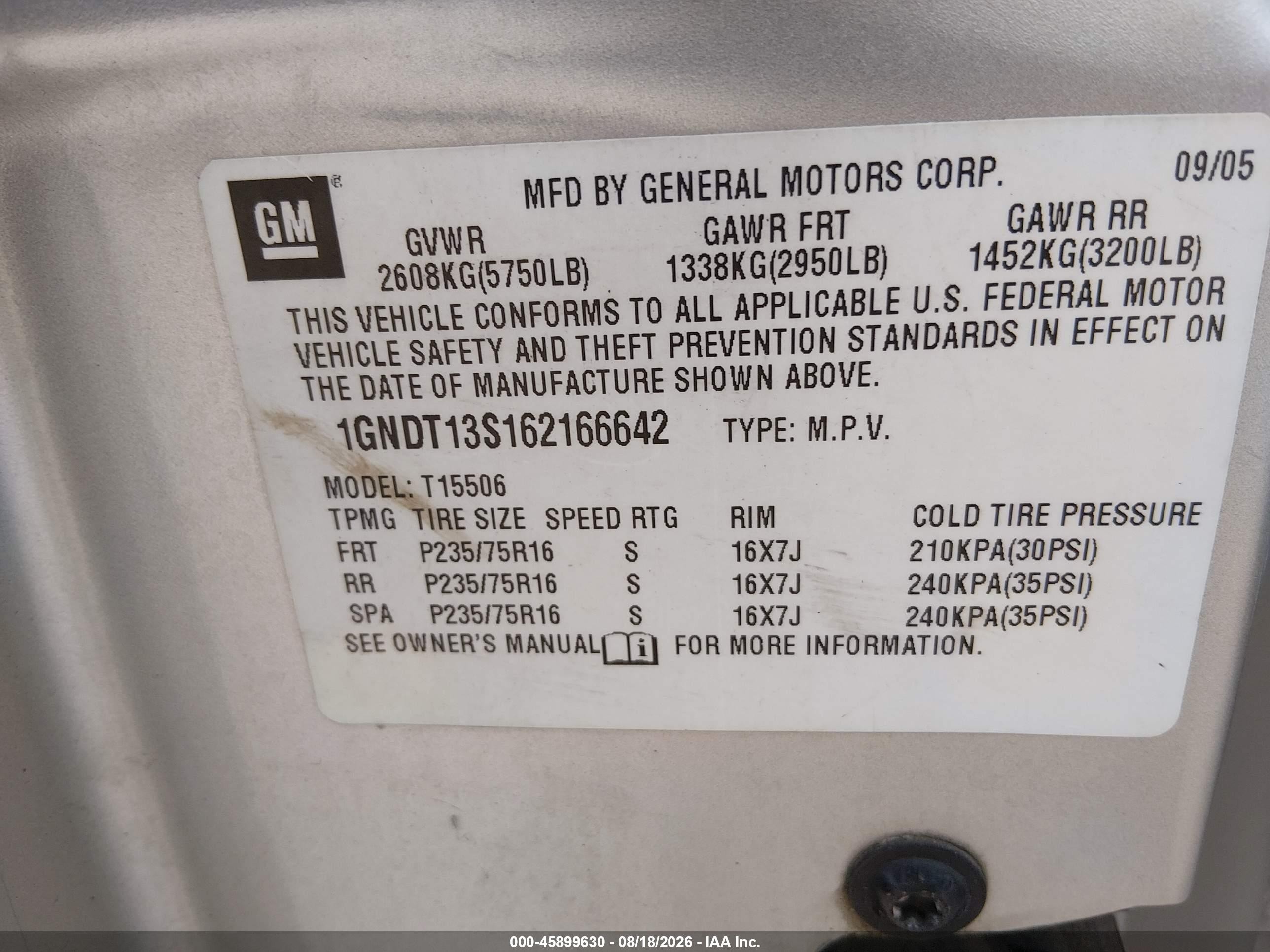 2006 Chevrolet Trailblazer Ls Серебряный vin: 1GNDT13S162166642