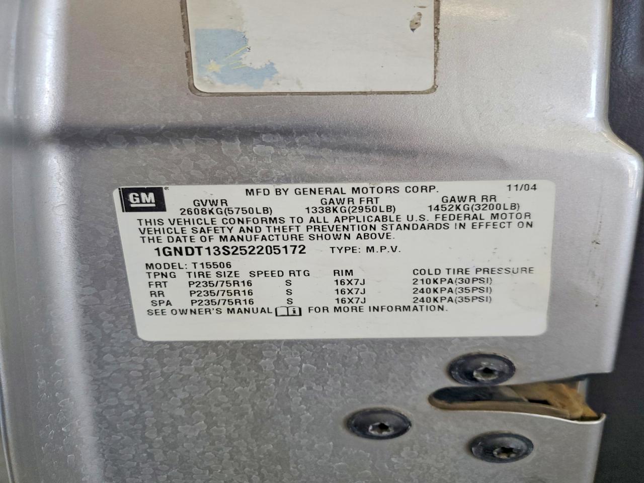2005 Chevrolet Trailblazer Ls Silver vin: 1GNDT13S252205172