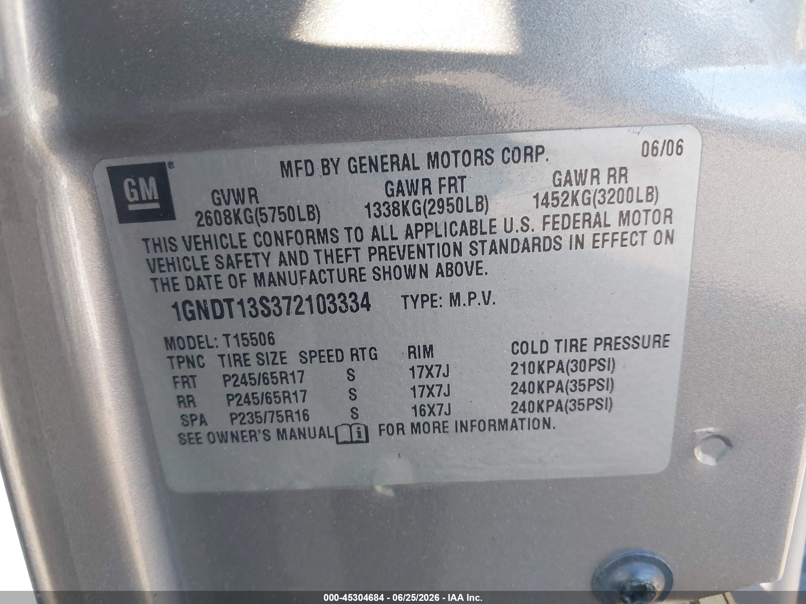 2007 Chevrolet Trailblazer Lt Серый vin: 1GNDT13S372103334