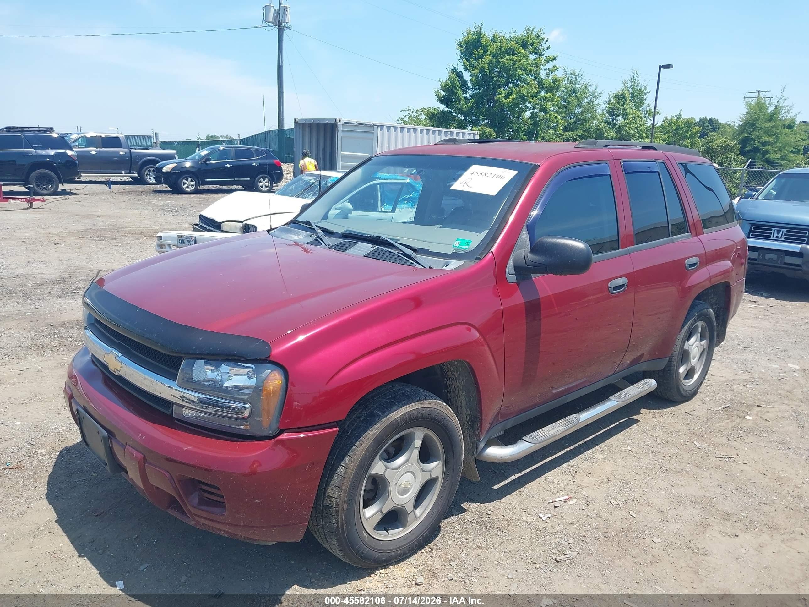 2007 Chevrolet Trailblazer Ls Burgundy vin: 1GNDT13S372247790
