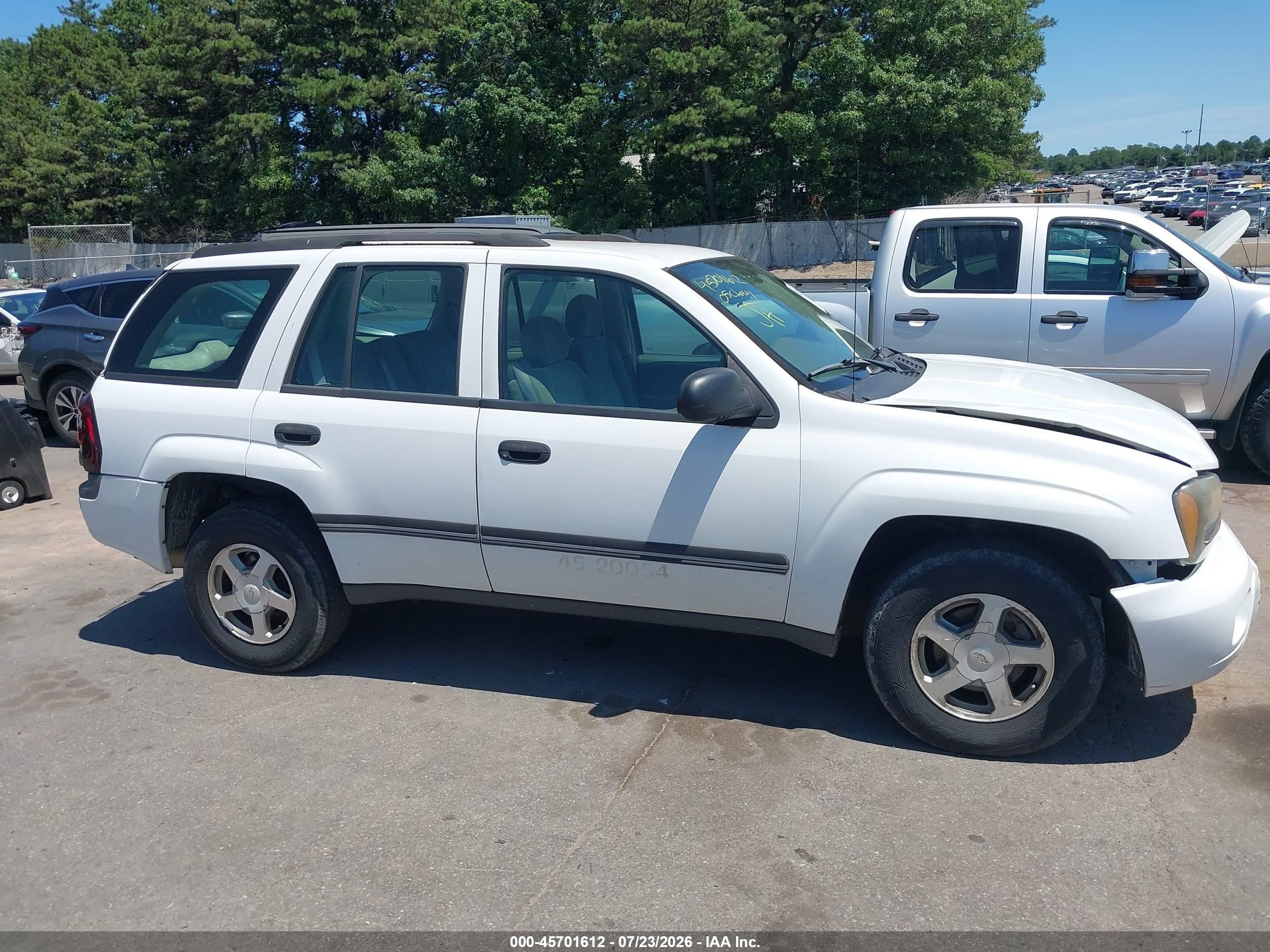 2005 Chevrolet Trailblazer Ls White vin: 1GNDT13S452250081