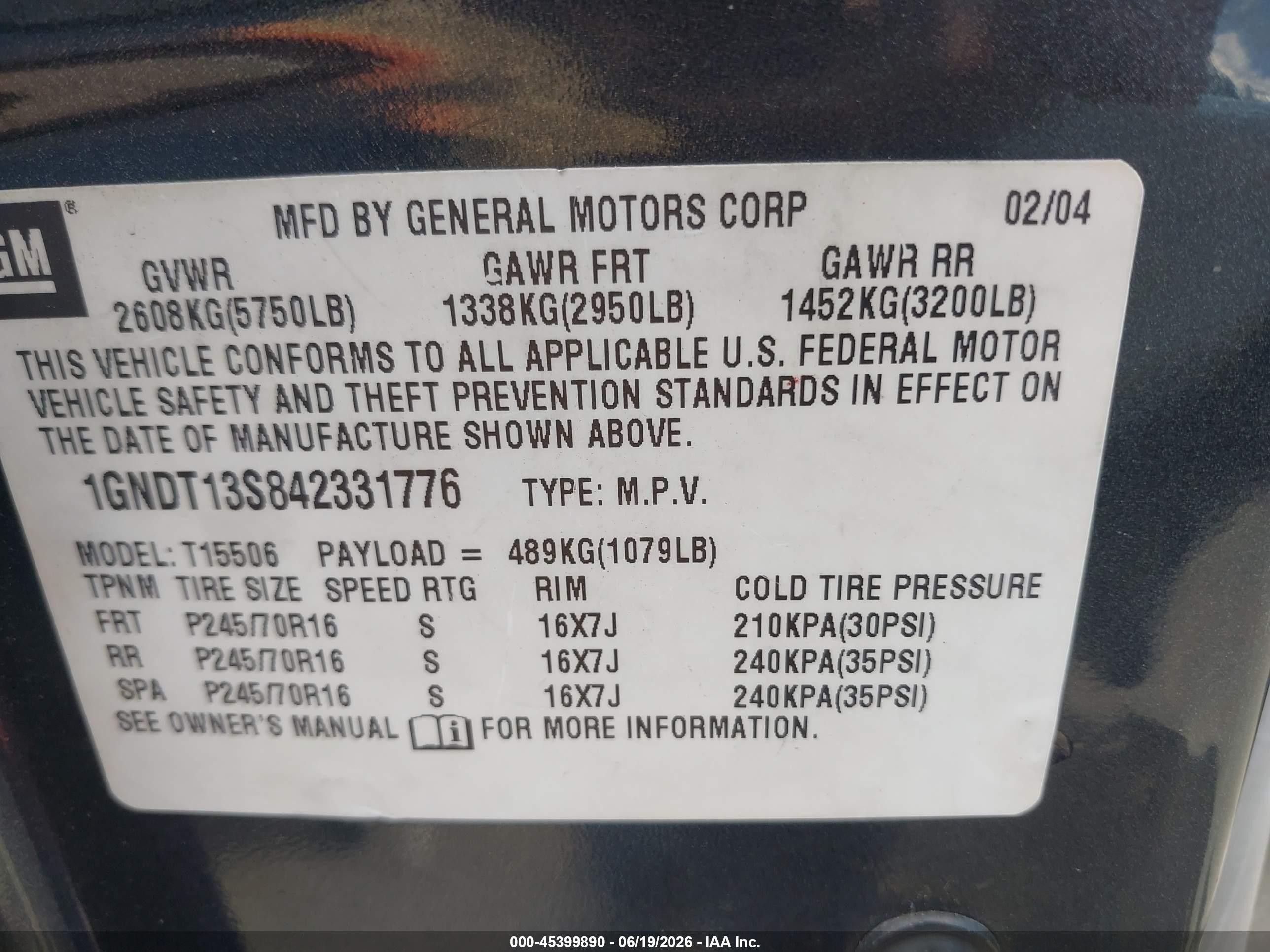 2004 Chevrolet Trailblazer Ls Gray vin: 1GNDT13S842331776