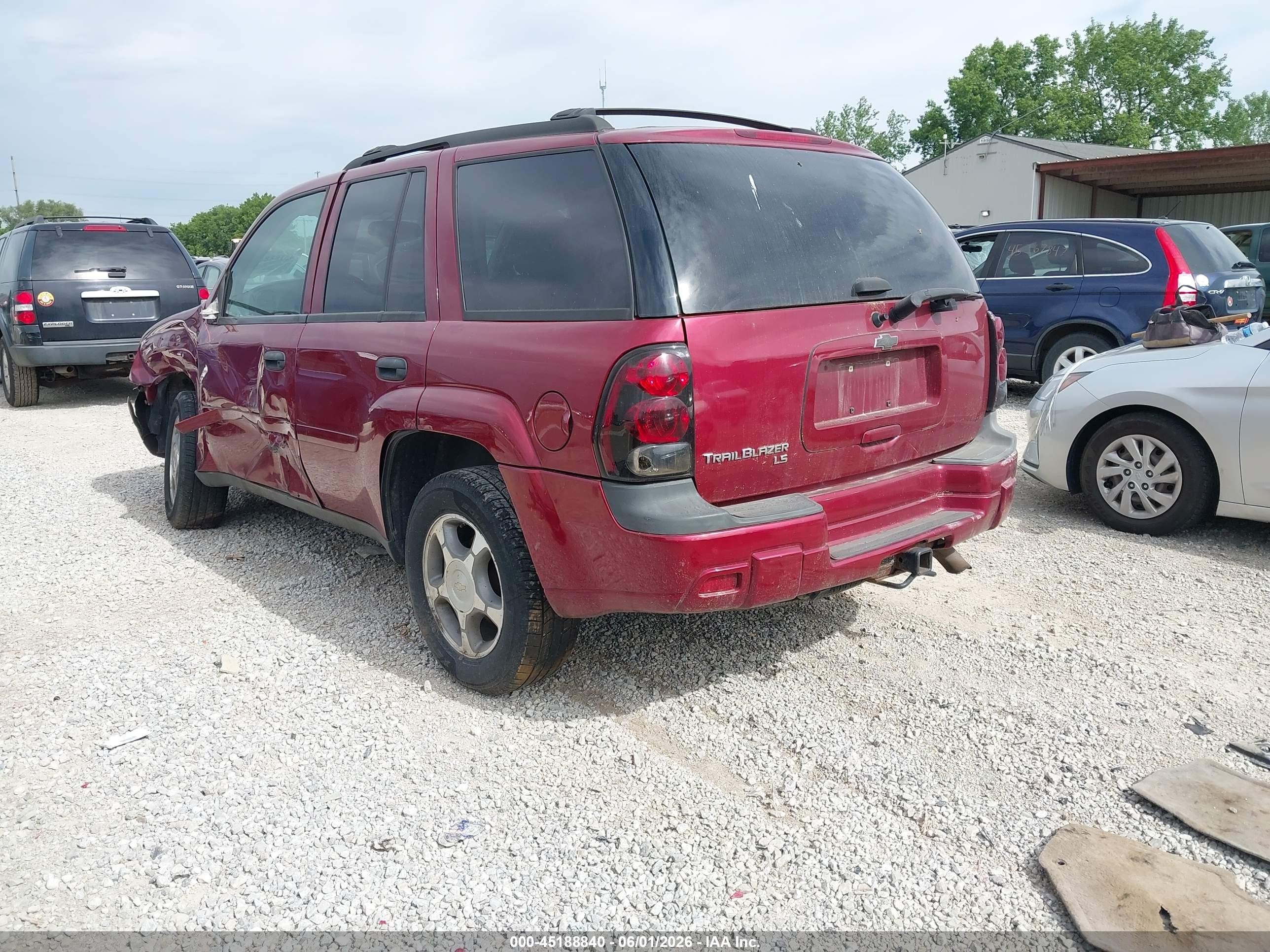 2007 Chevrolet Trailblazer Ls Maroon vin: 1GNDT13S872293728