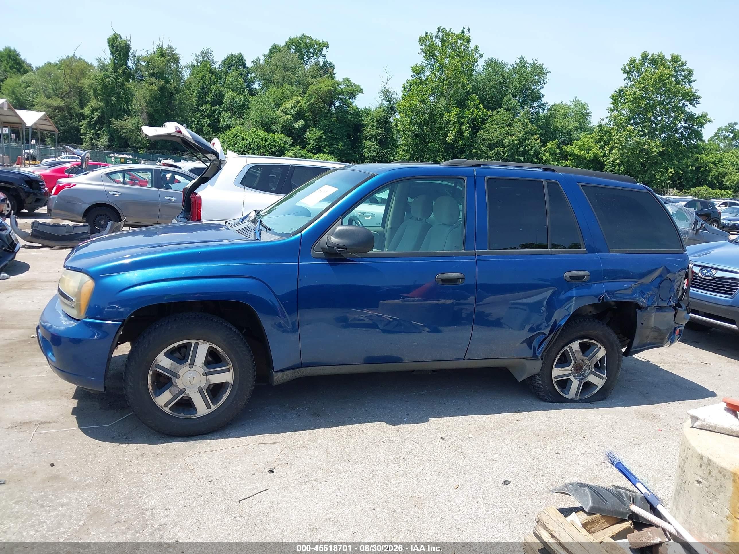 2006 Chevrolet Trailblazer Ls Blue vin: 1GNDT13S962269386
