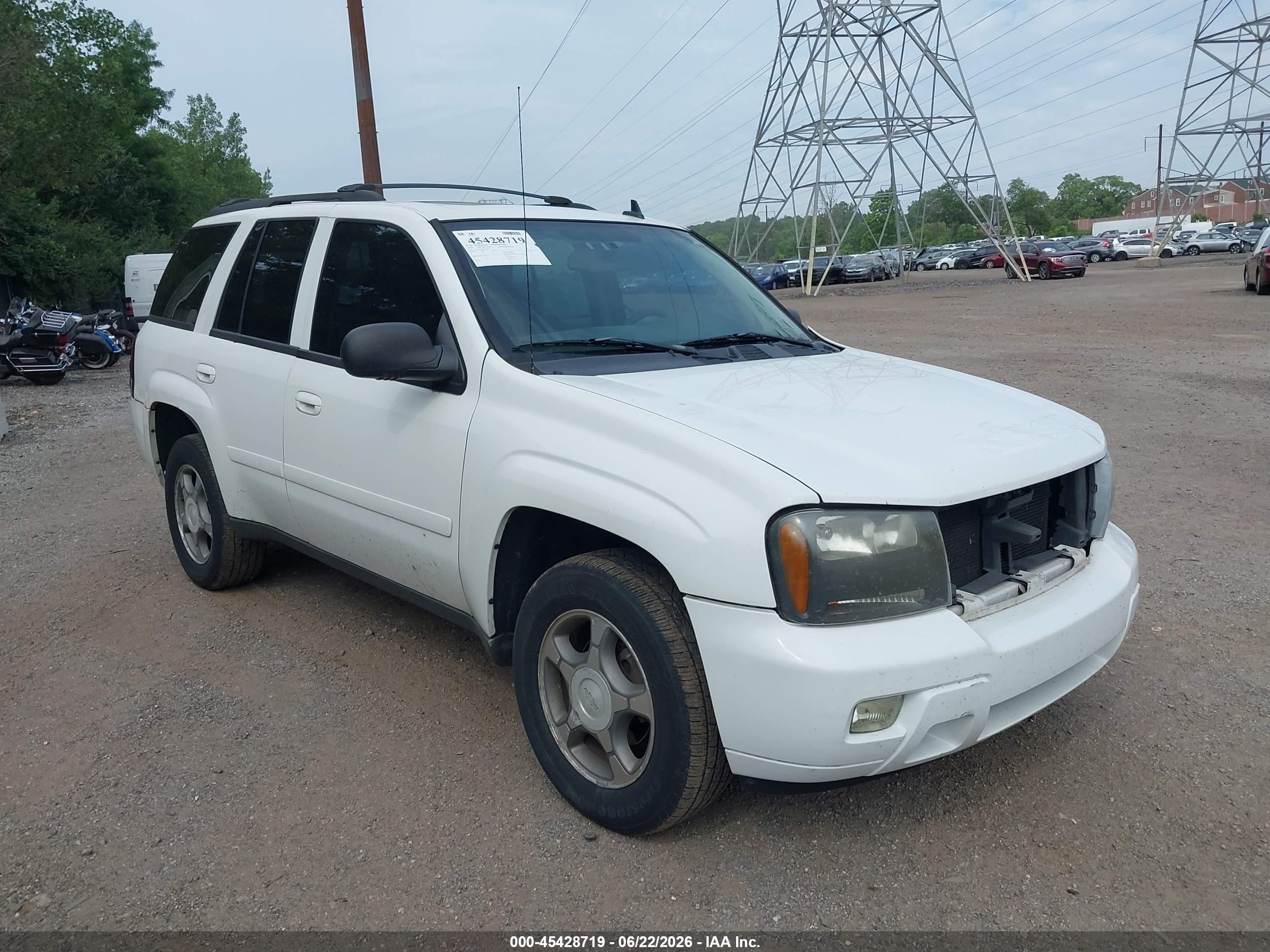 2008 Chevrolet Trailblazer Lt White vin: 1GNDT13S982189783