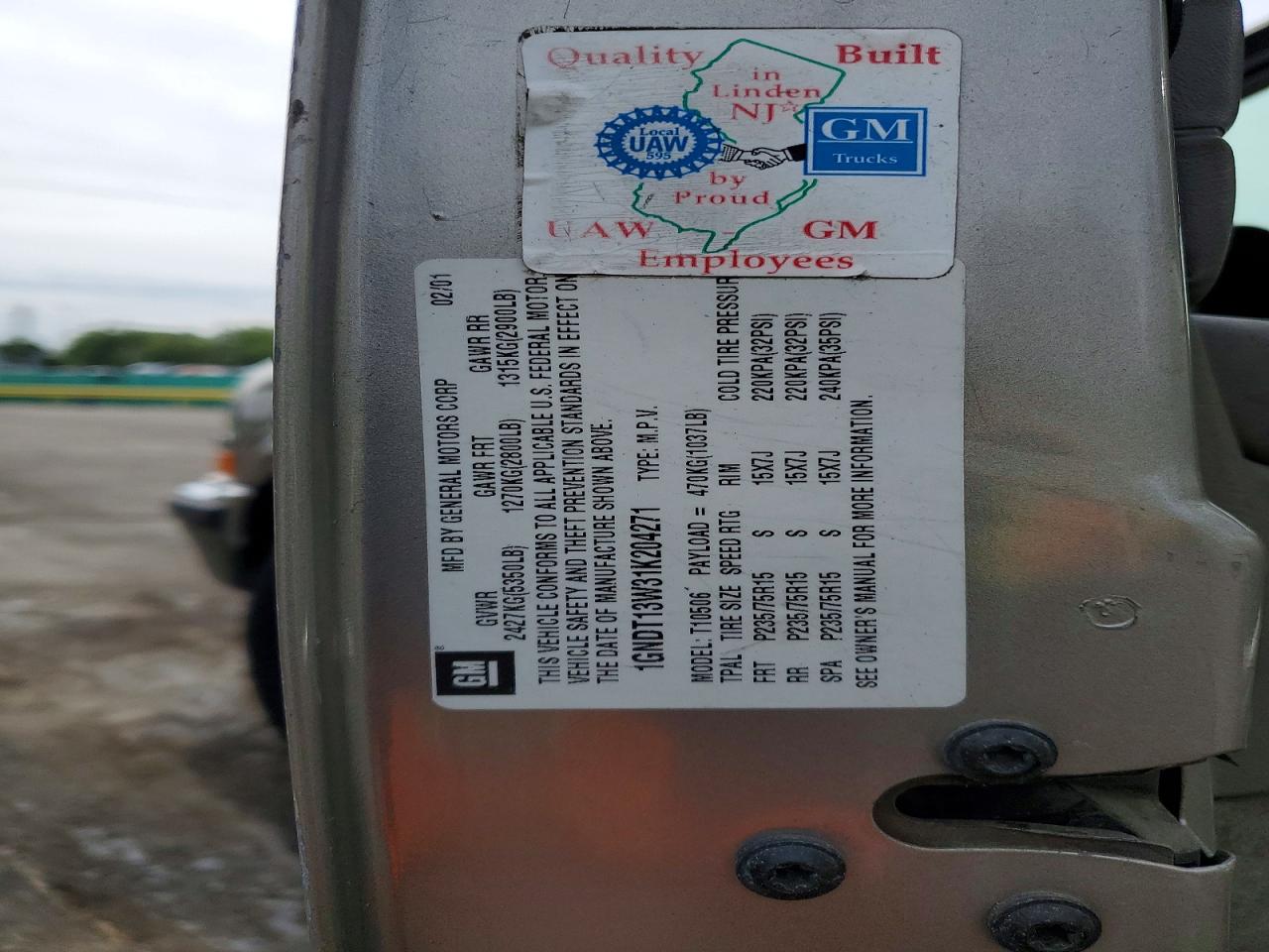 2001 Chevrolet Blazer Silver vin: 1GNDT13W31K204271