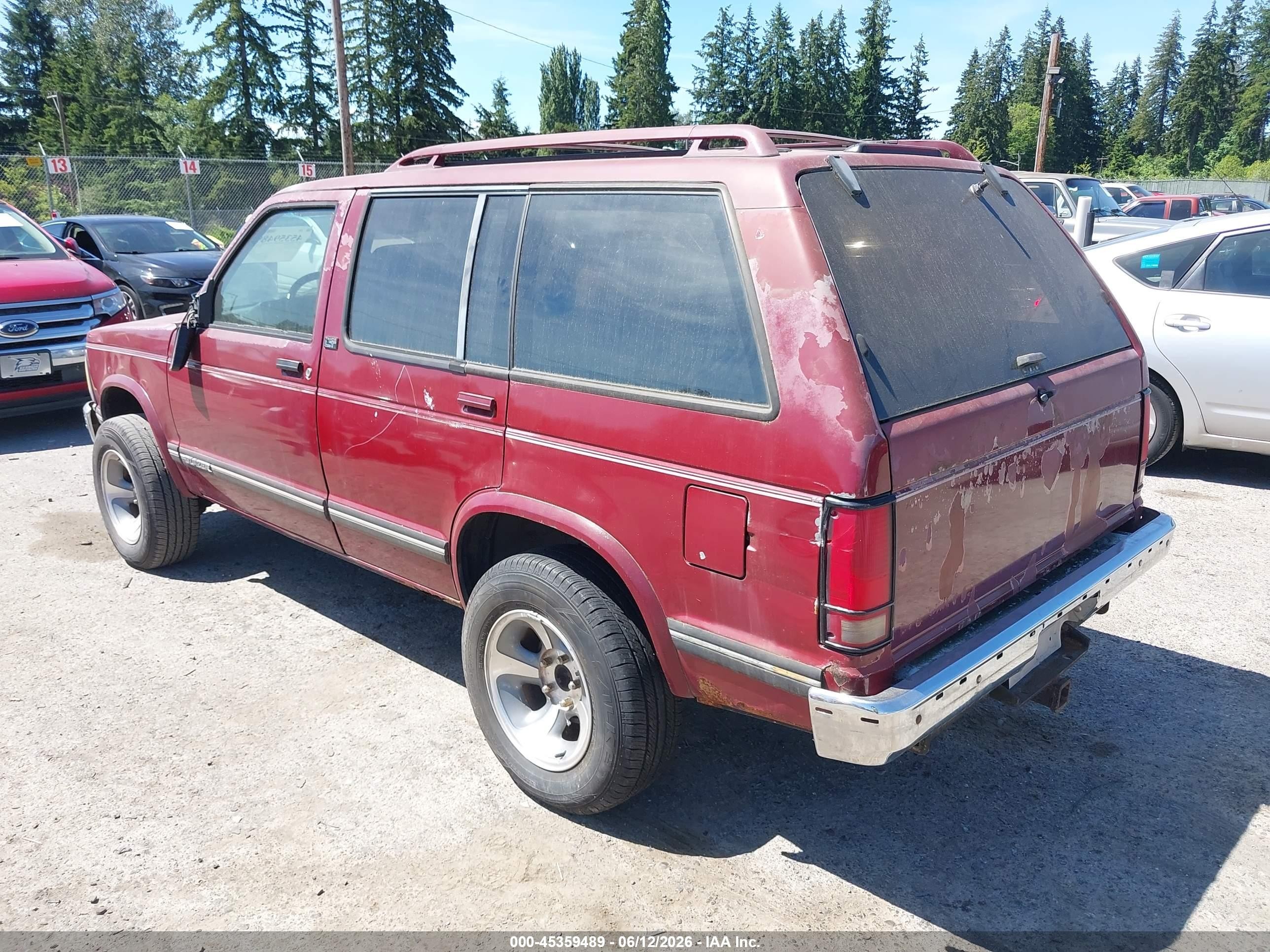 1993 Chevrolet Blazer S10 Red vin: 1GNDT13W8P2106264
