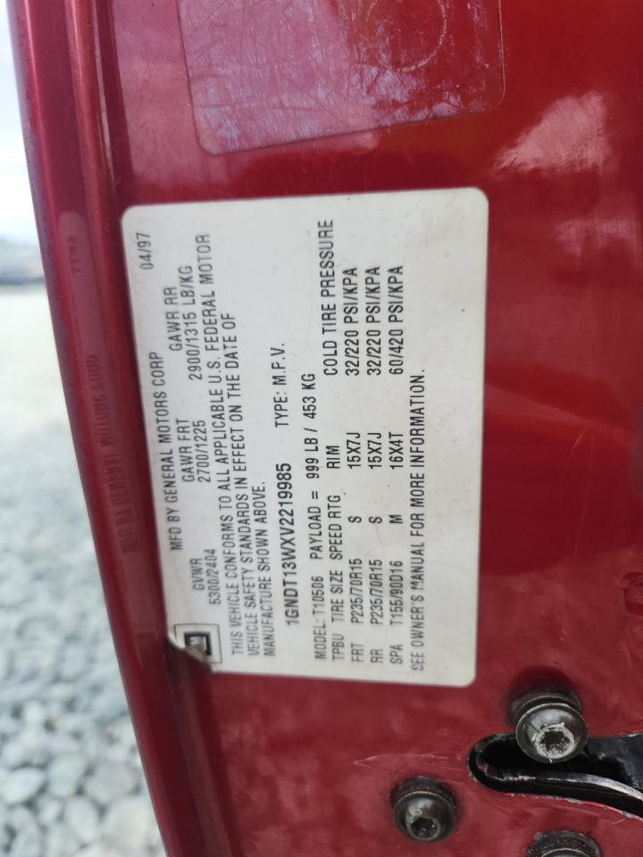1997 Chevrolet Blazer Burgundy vin: 1GNDT13WXV2219985
