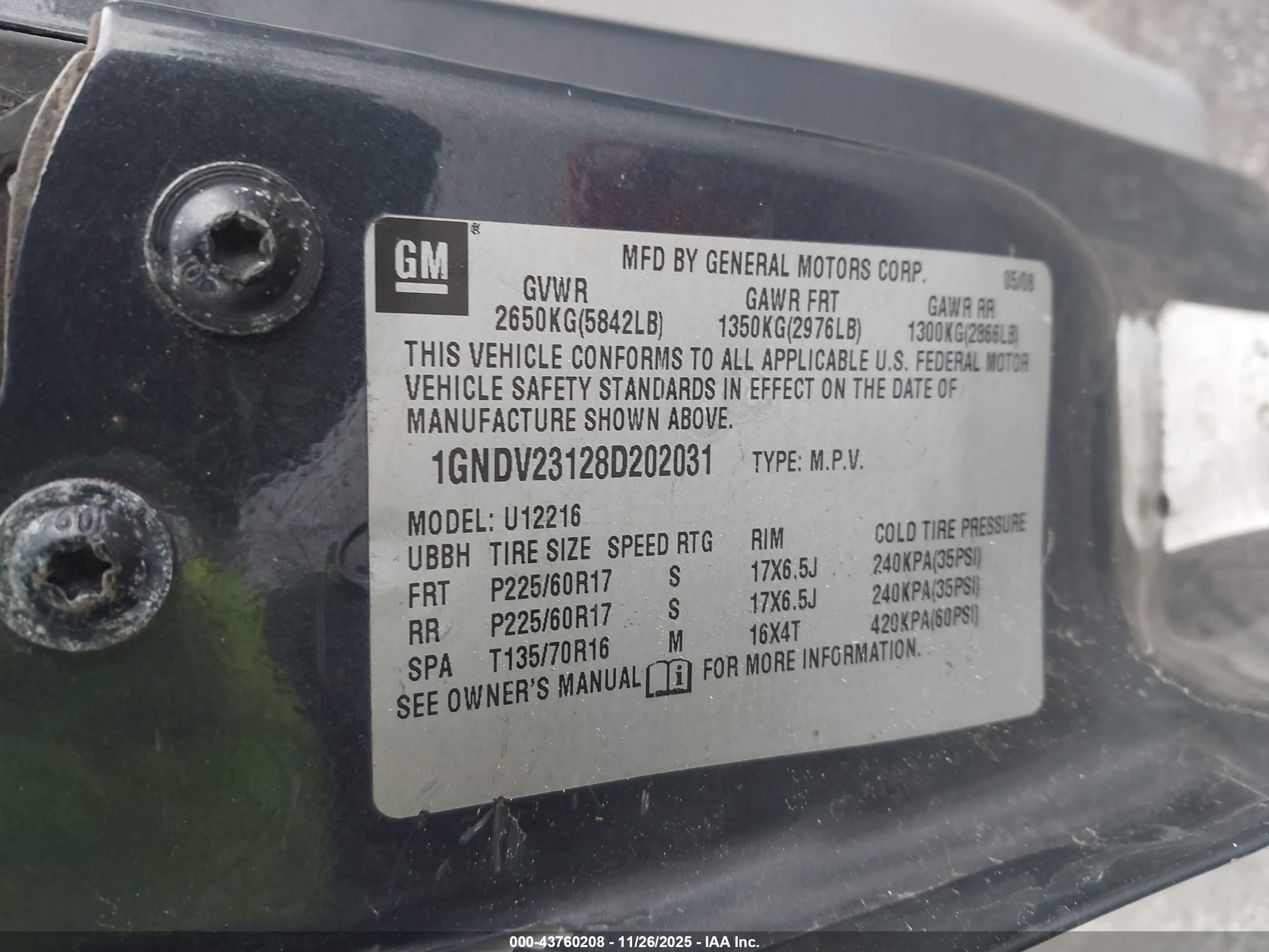 2008 Chevrolet Uplander Ls Gray vin: 1GNDV23128D202031