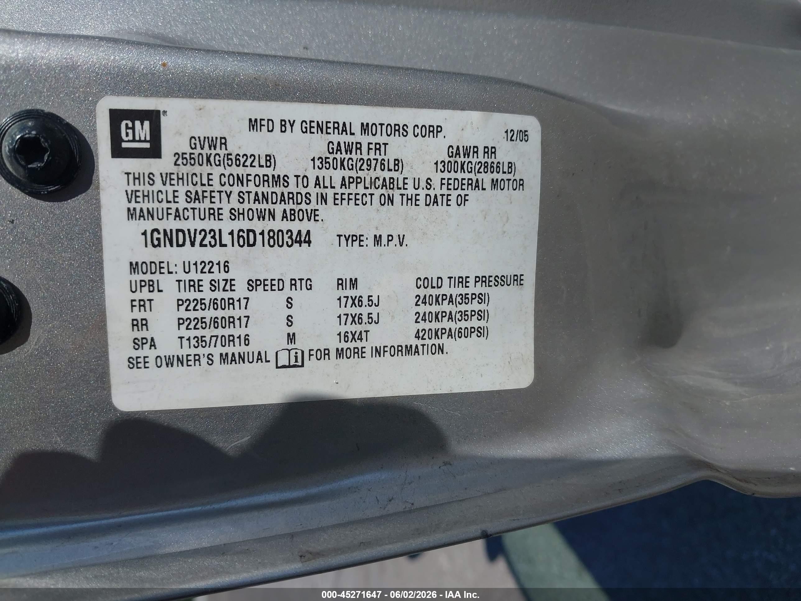 2006 Chevrolet Uplander Ls Silver vin: 1GNDV23L16D180344