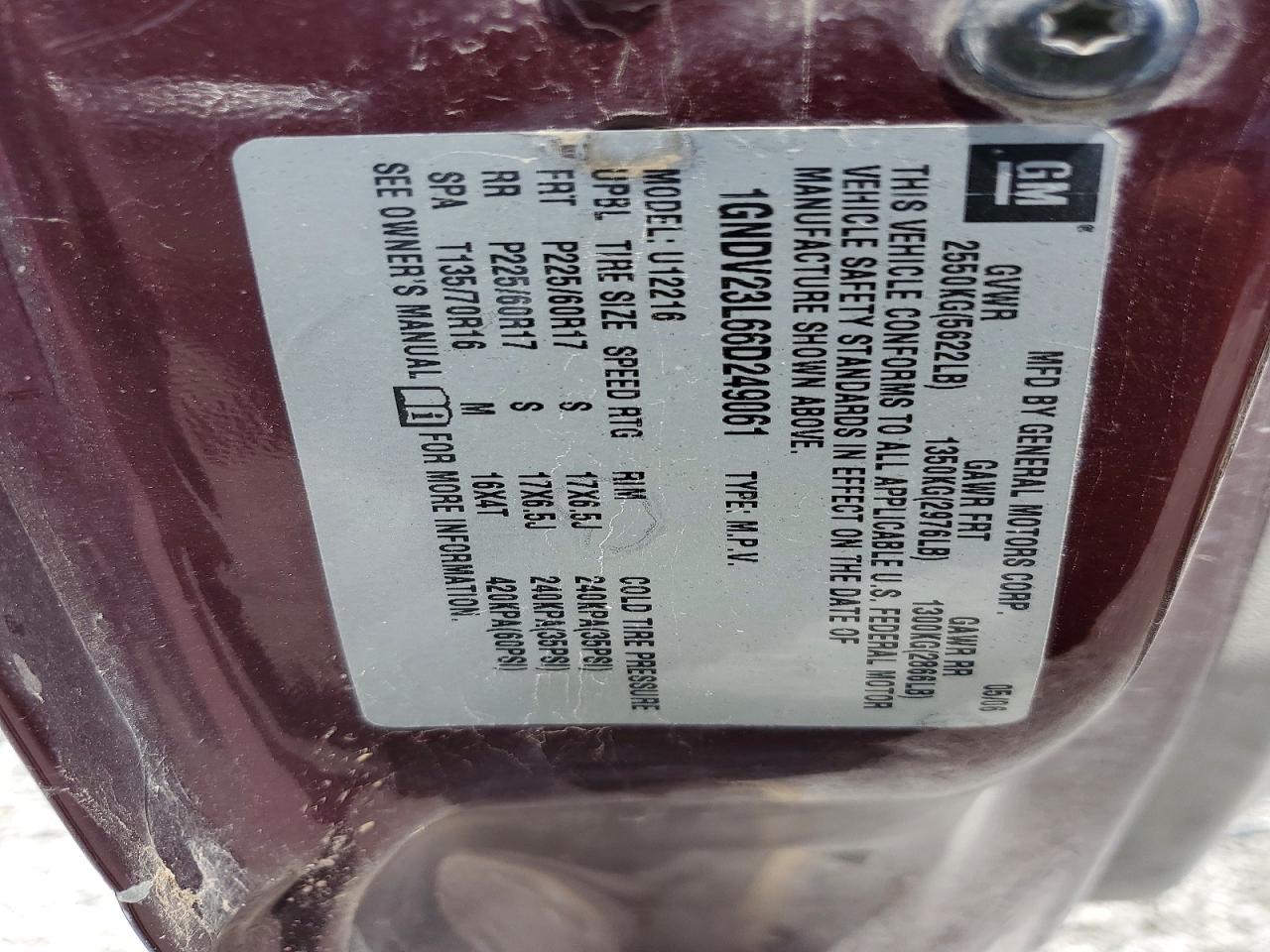 2006 Chevrolet Uplander Ls Maroon vin: 1GNDV23L66D249061