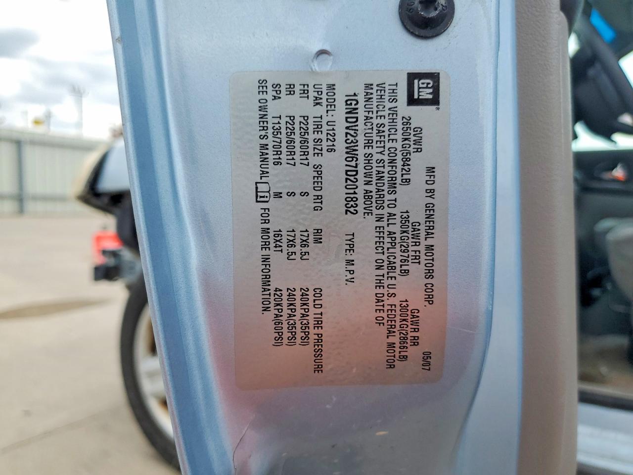 2007 Chevrolet Uplander Ls Blue vin: 1GNDV23W67D201832