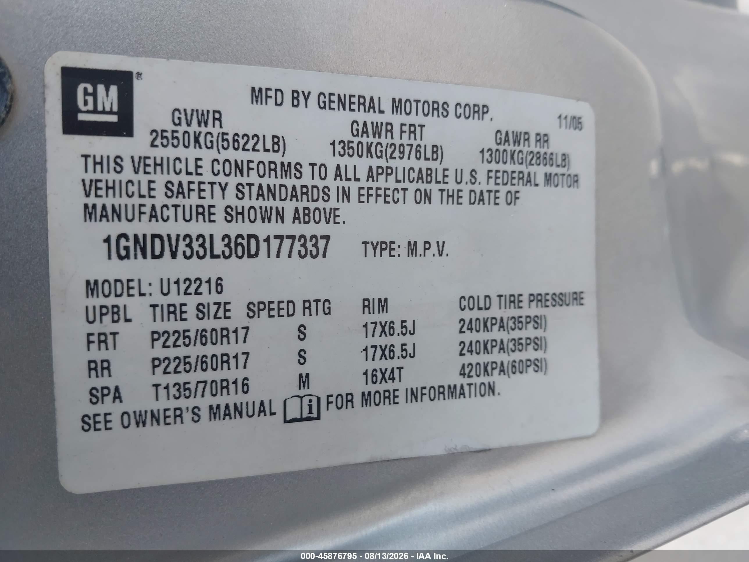 2006 Chevrolet Uplander Lt W/3lt Silver vin: 1GNDV33L36D177337