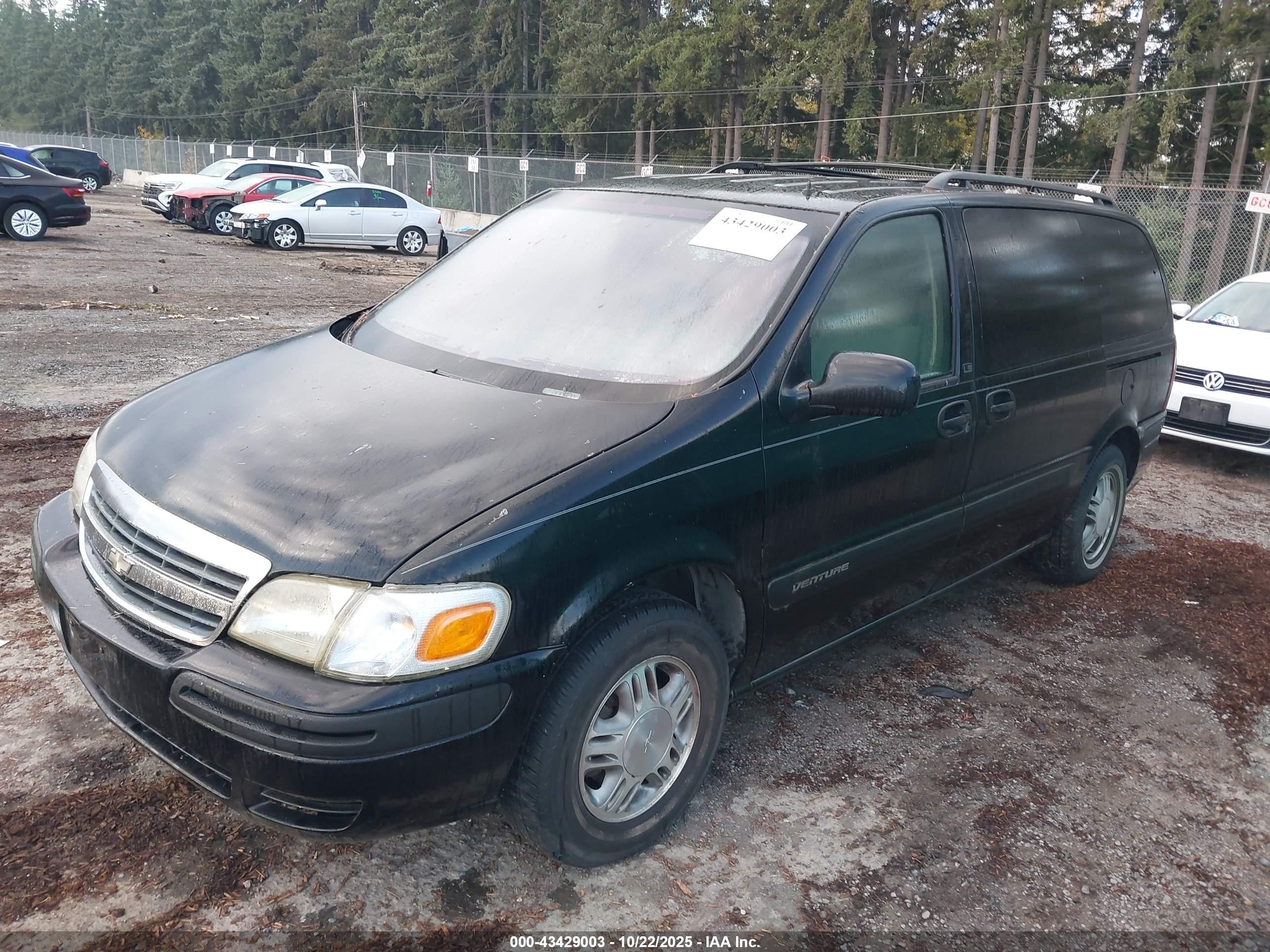 2001 Chevrolet Venture Ls Black vin: 1GNDX03E71D246372