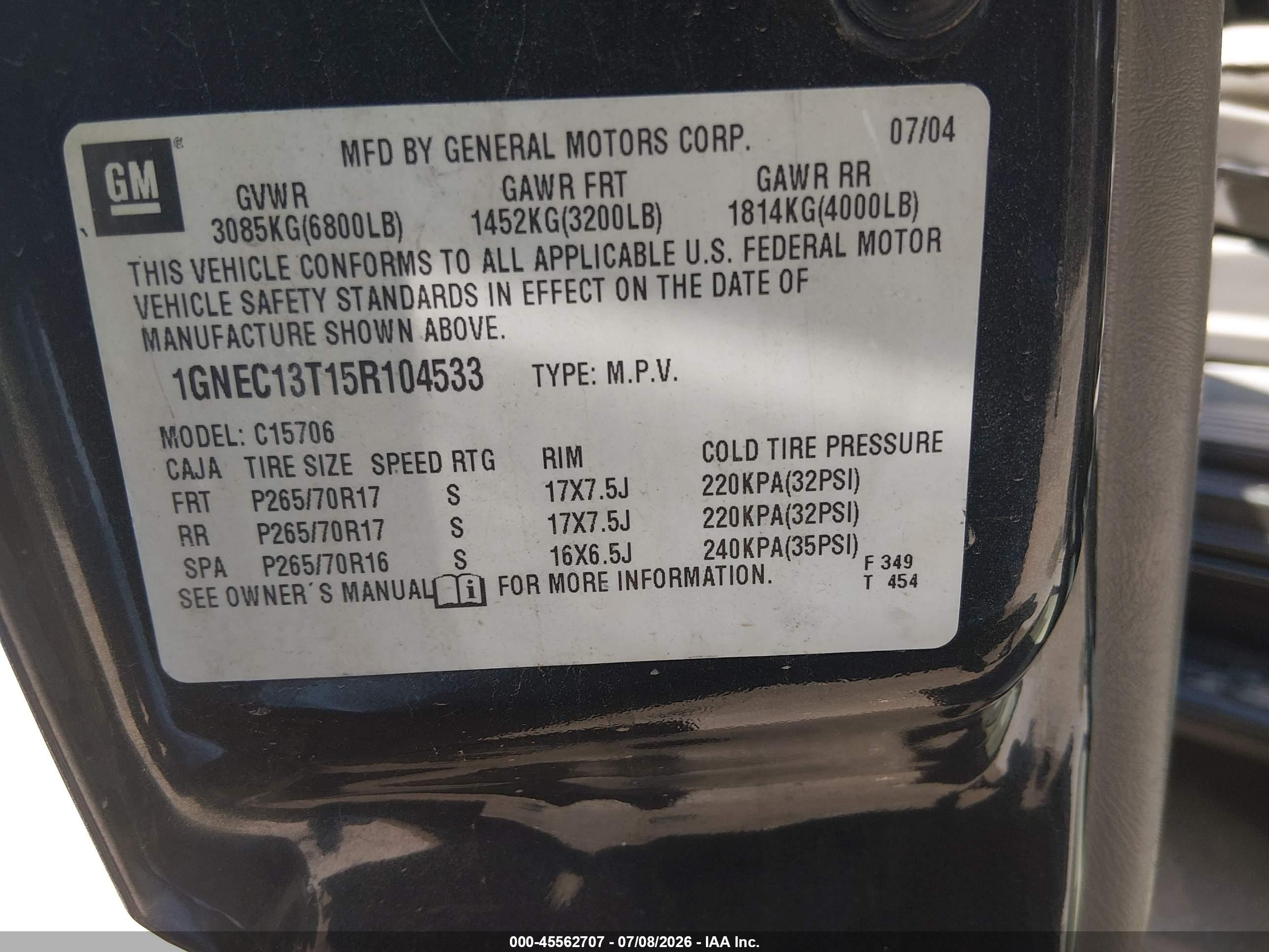 2005 Chevrolet Tahoe Lt Black vin: 1GNEC13T15R104533