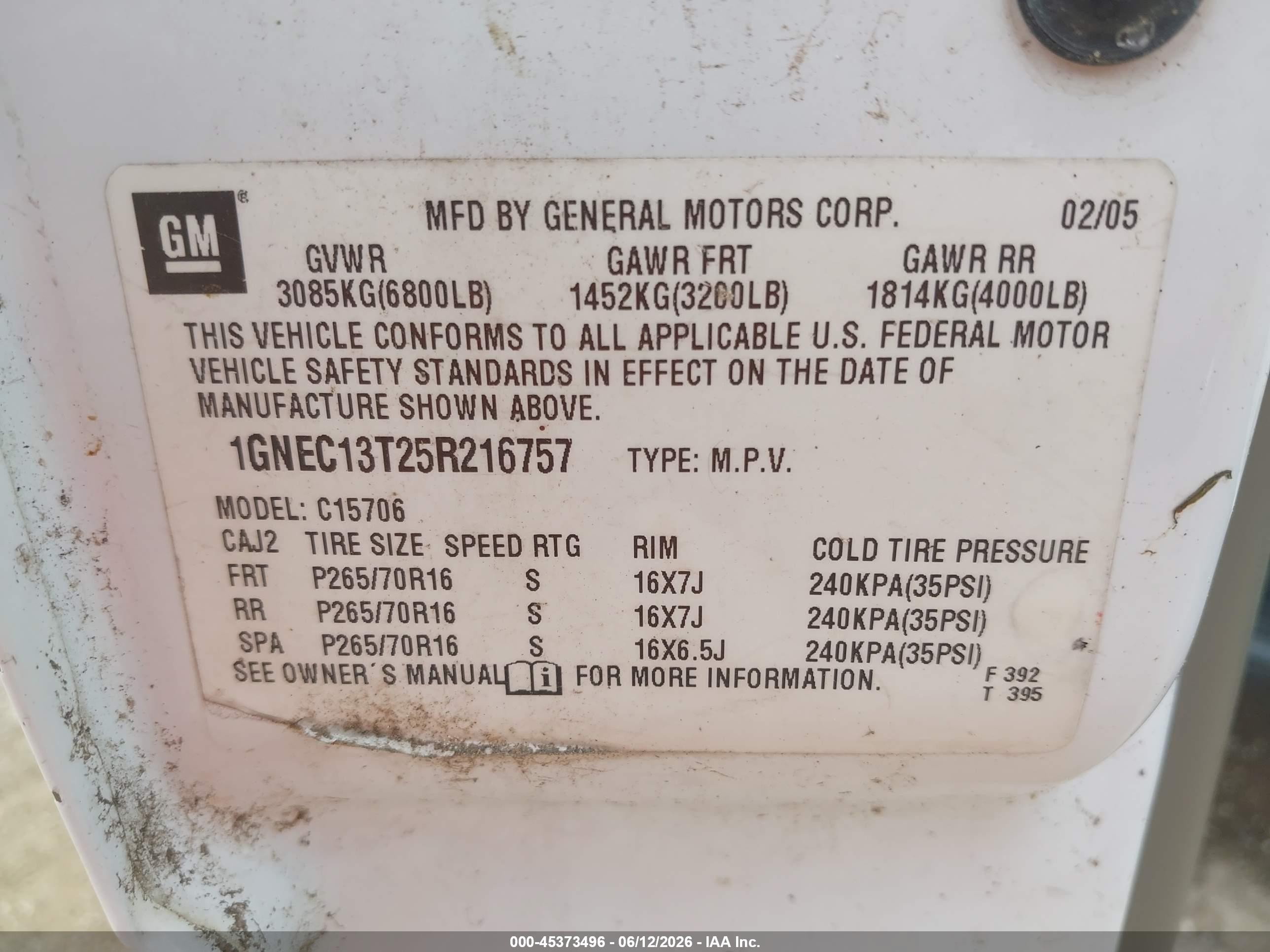 2005 Chevrolet Tahoe Ls Белый vin: 1GNEC13T25R216757