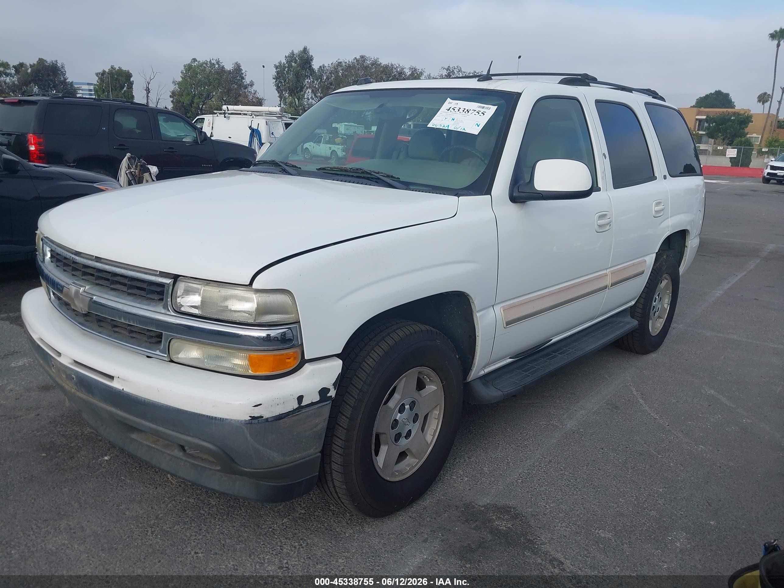 2005 Chevrolet Tahoe Lt White vin: 1GNEC13T35R180755