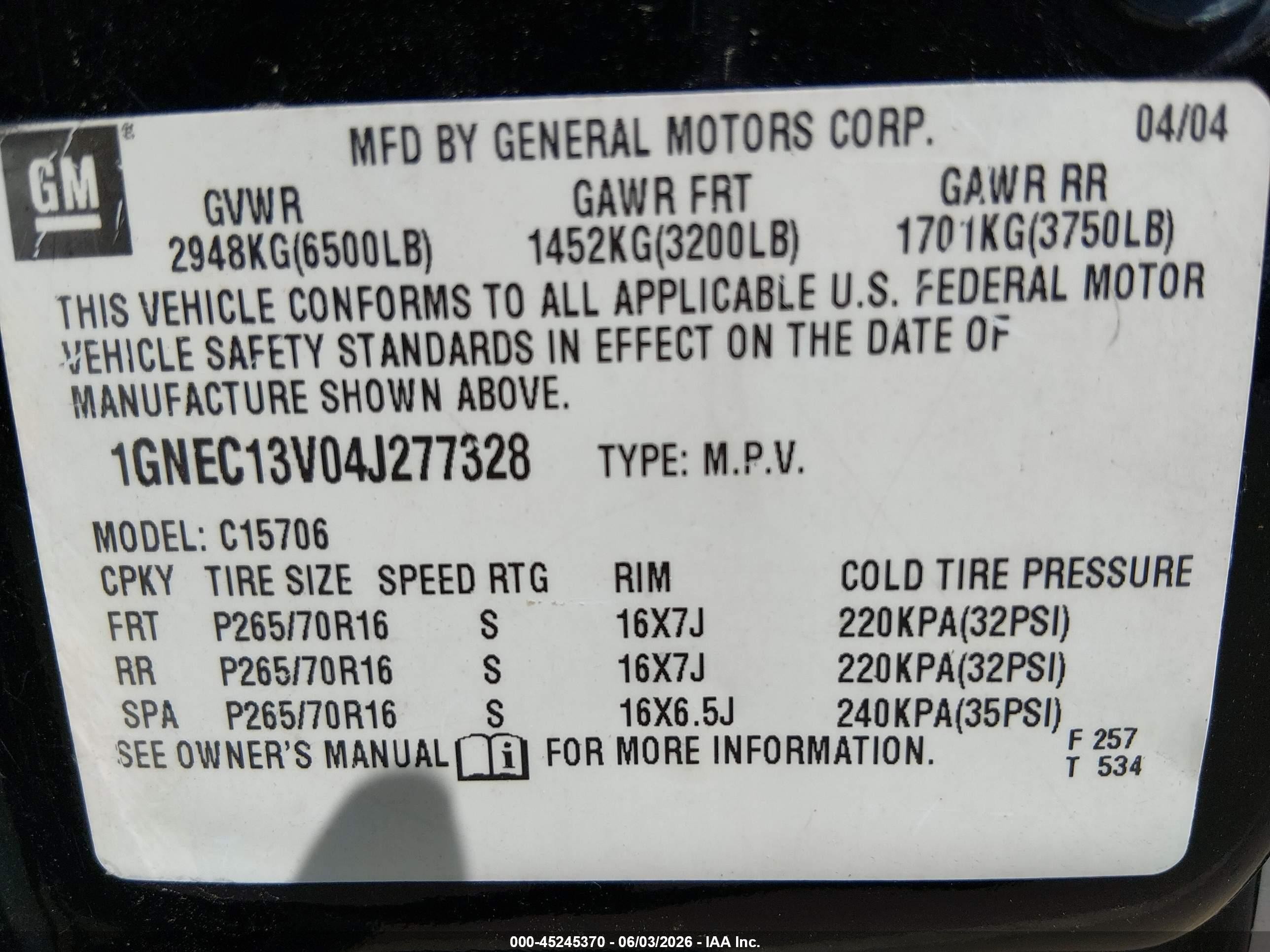 2004 Chevrolet Tahoe Ls Black vin: 1GNEC13V04J277328