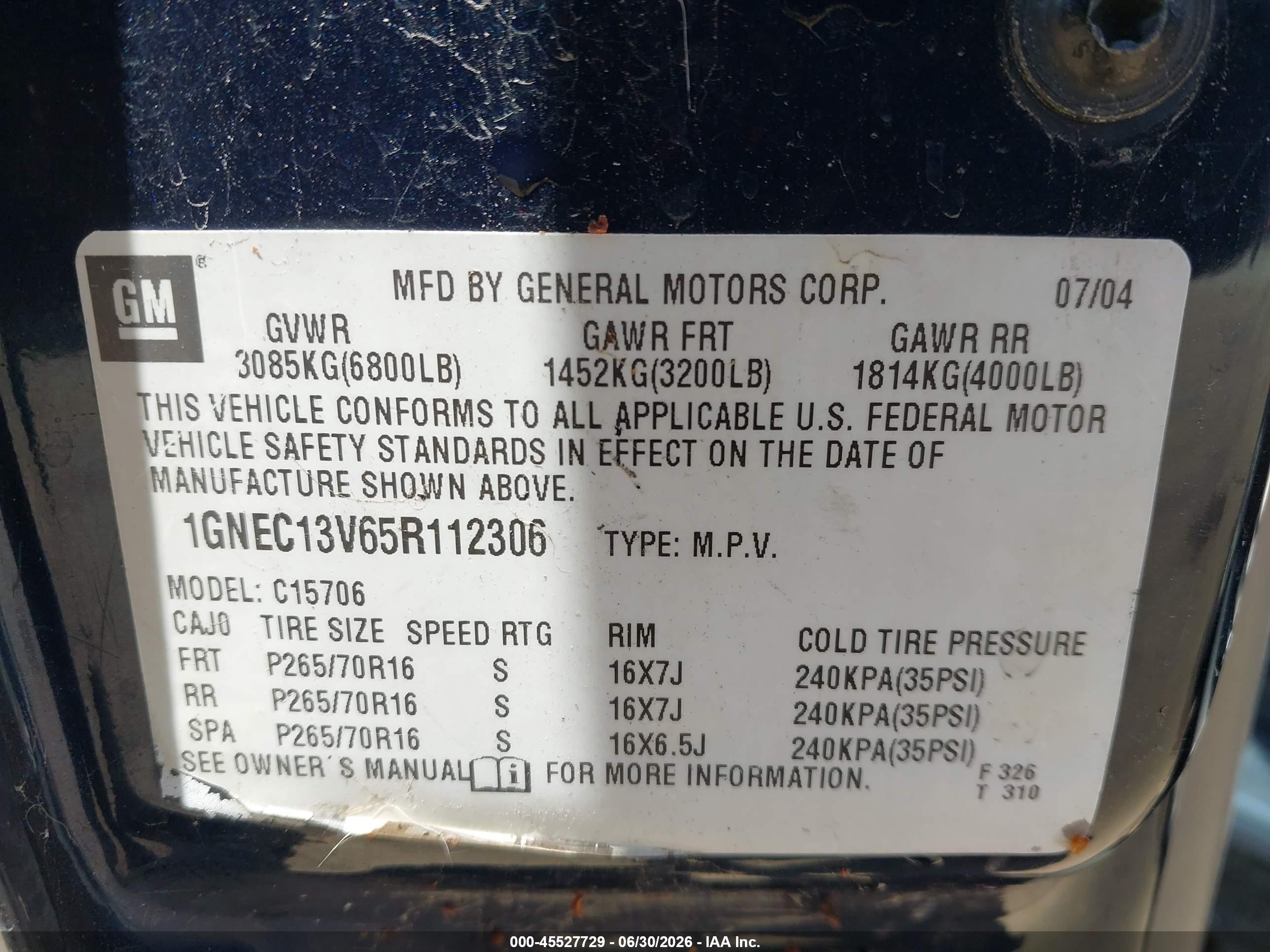 2005 Chevrolet Tahoe Ls Blue vin: 1GNEC13V65R112306