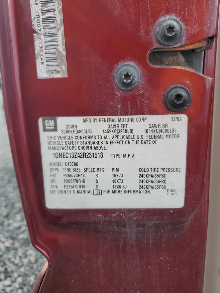 2002 Chevrolet 1 Ton Stake Truck Burgundy vin: 1GNEC13Z42R231518