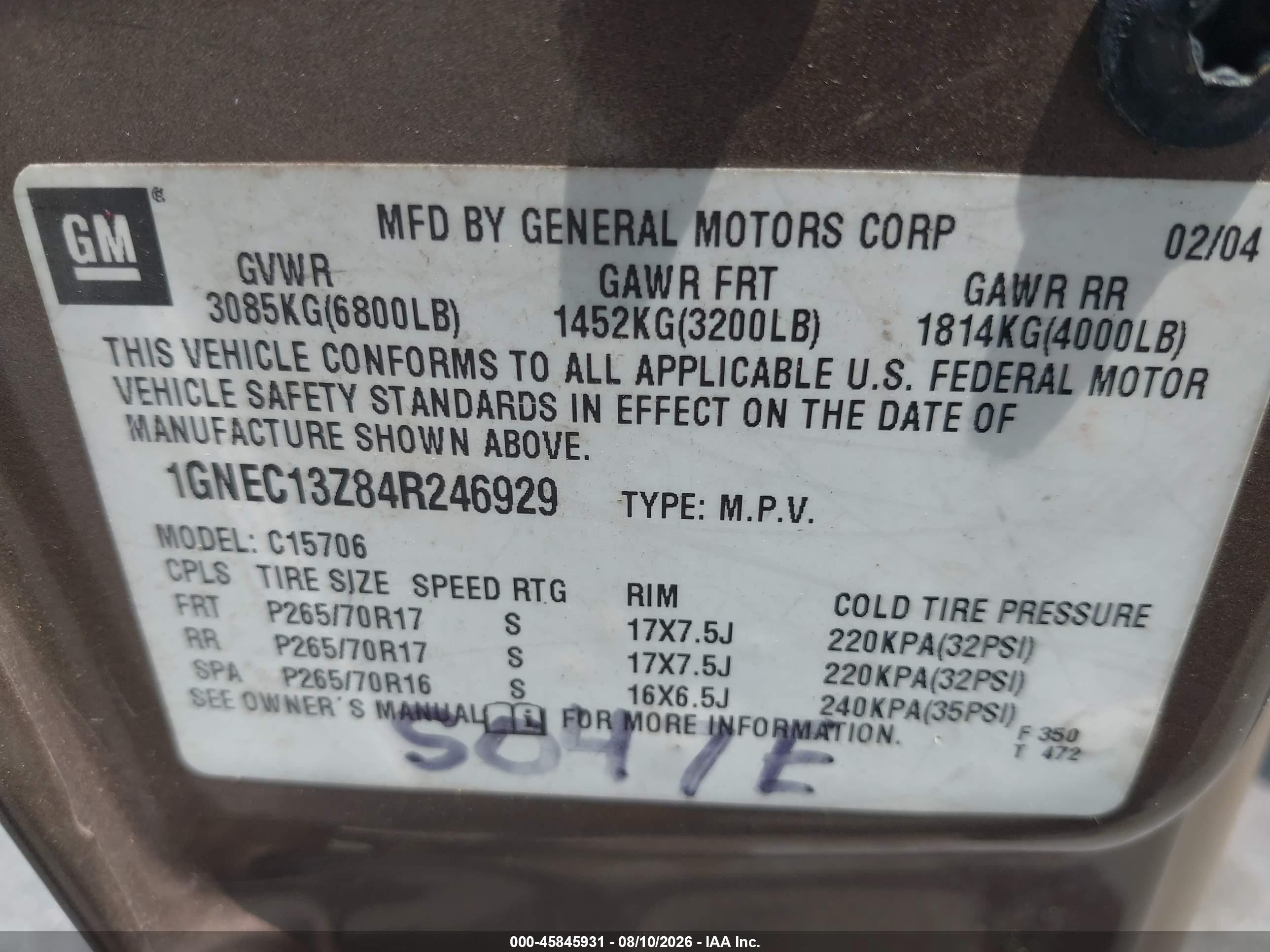 2004 Chevrolet Tahoe Lt Gold vin: 1GNEC13Z84R246929