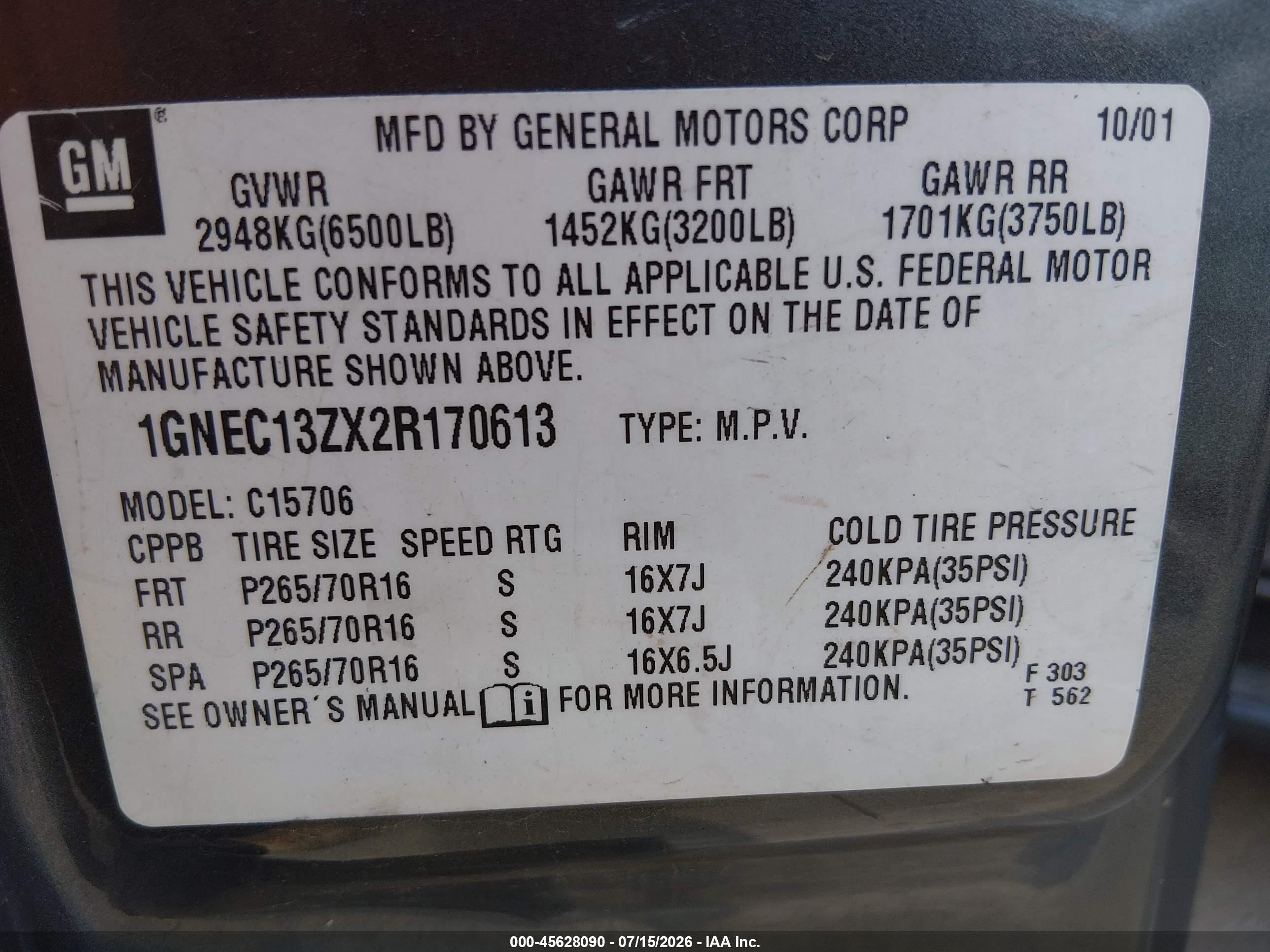 2002 Chevrolet Tahoe Lt Gray vin: 1GNEC13ZX2R170613